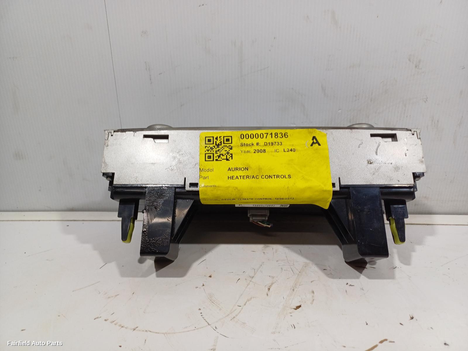 2006-2012 Toyota Aurion Heater Ac Controls