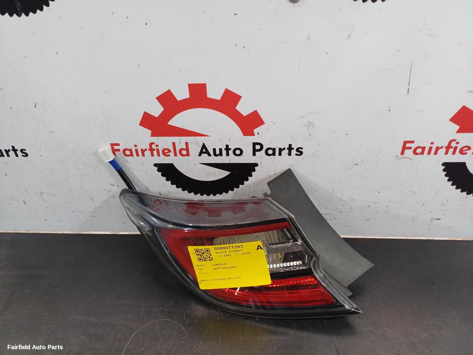 2018-2022 Toyota Corolla Left Taillight