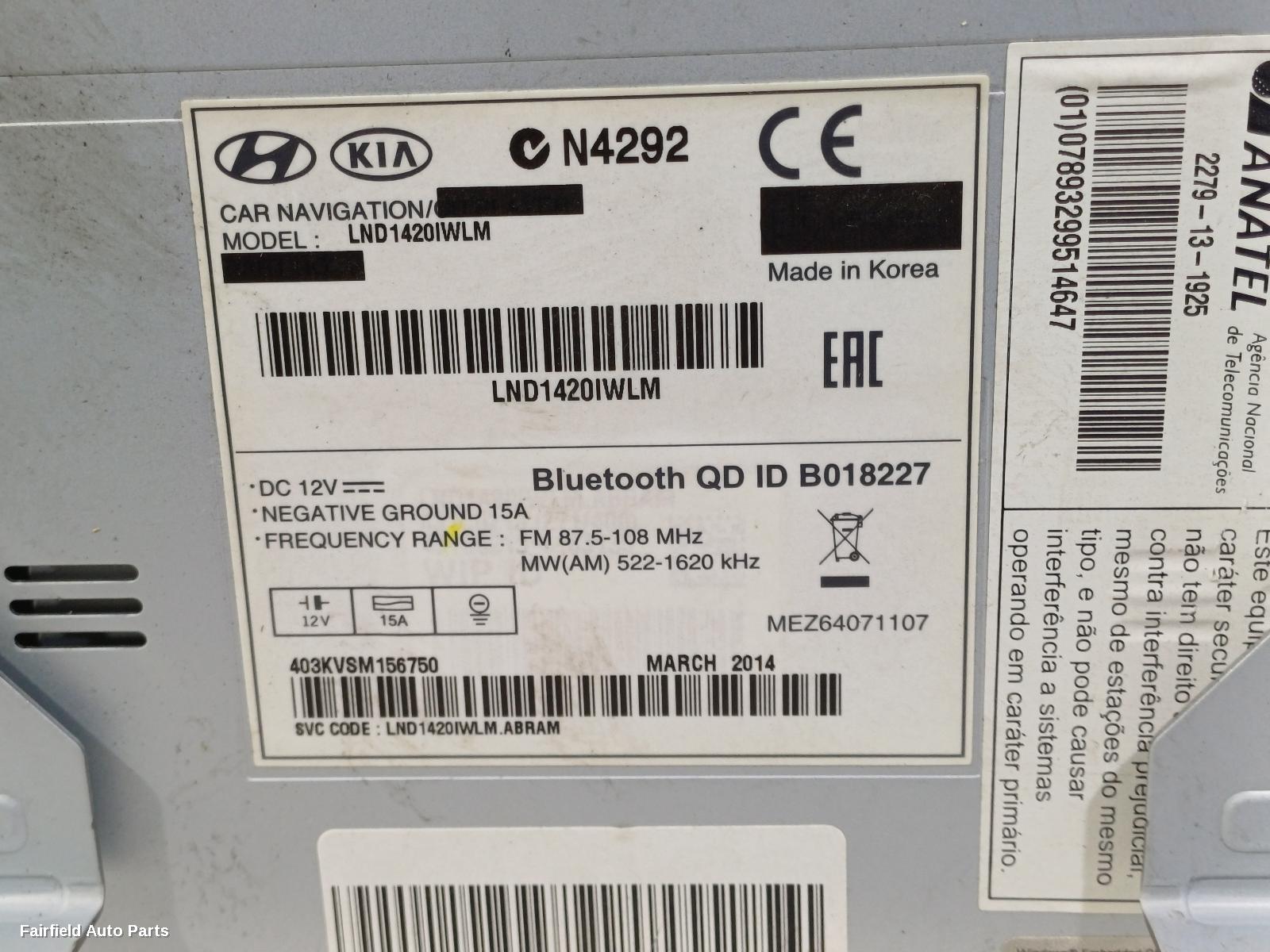 2012-2016 Hyundai Ix35 Radio Cd Dvd Sat Tv