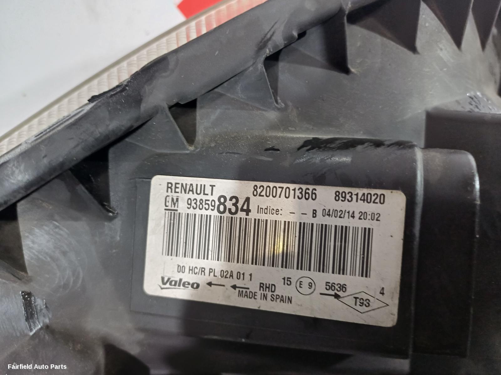 2007-2014 Renault Trafic Right Headlamp