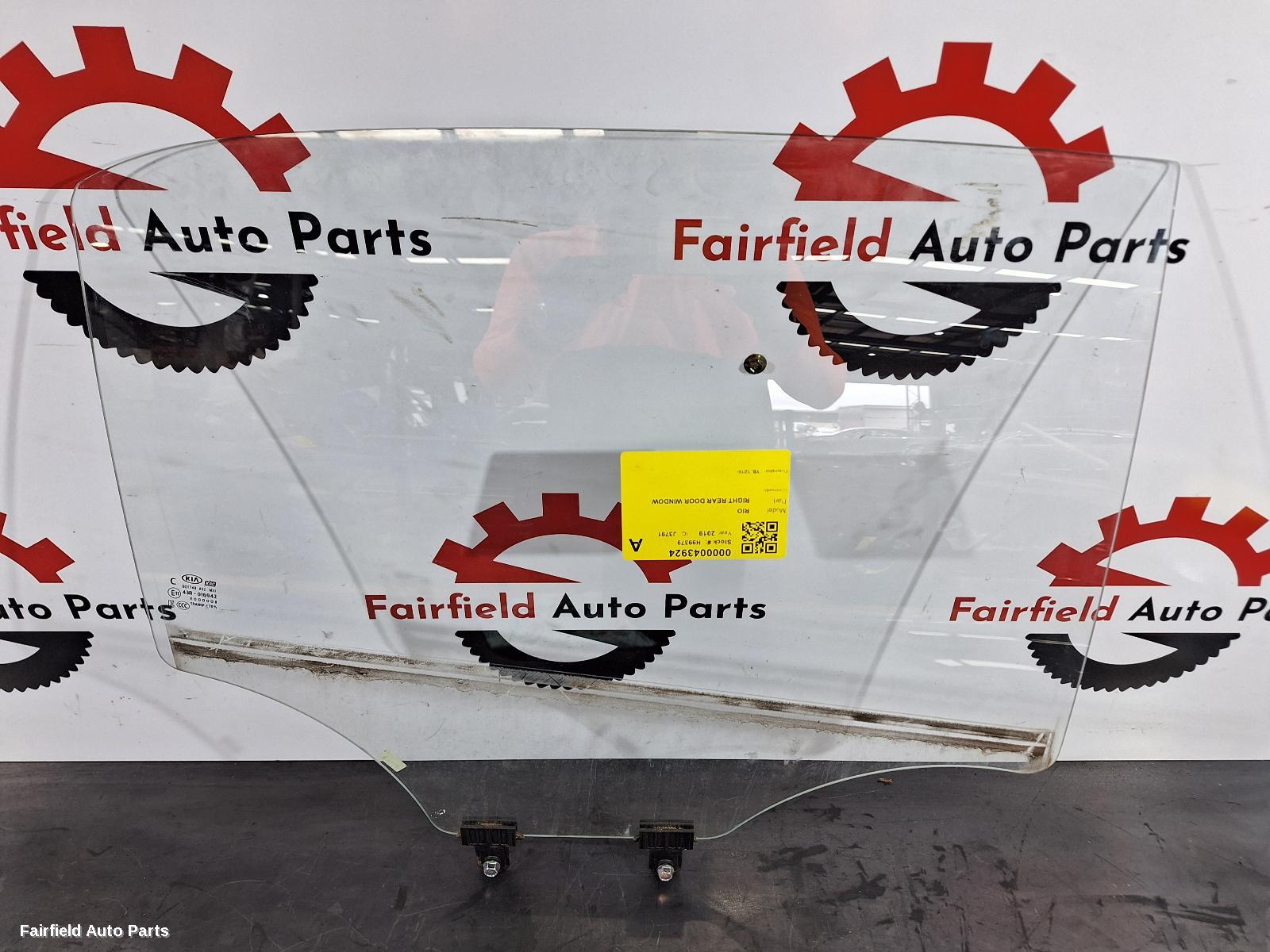 2016-2023 Kia Rio Right Rear Door Window