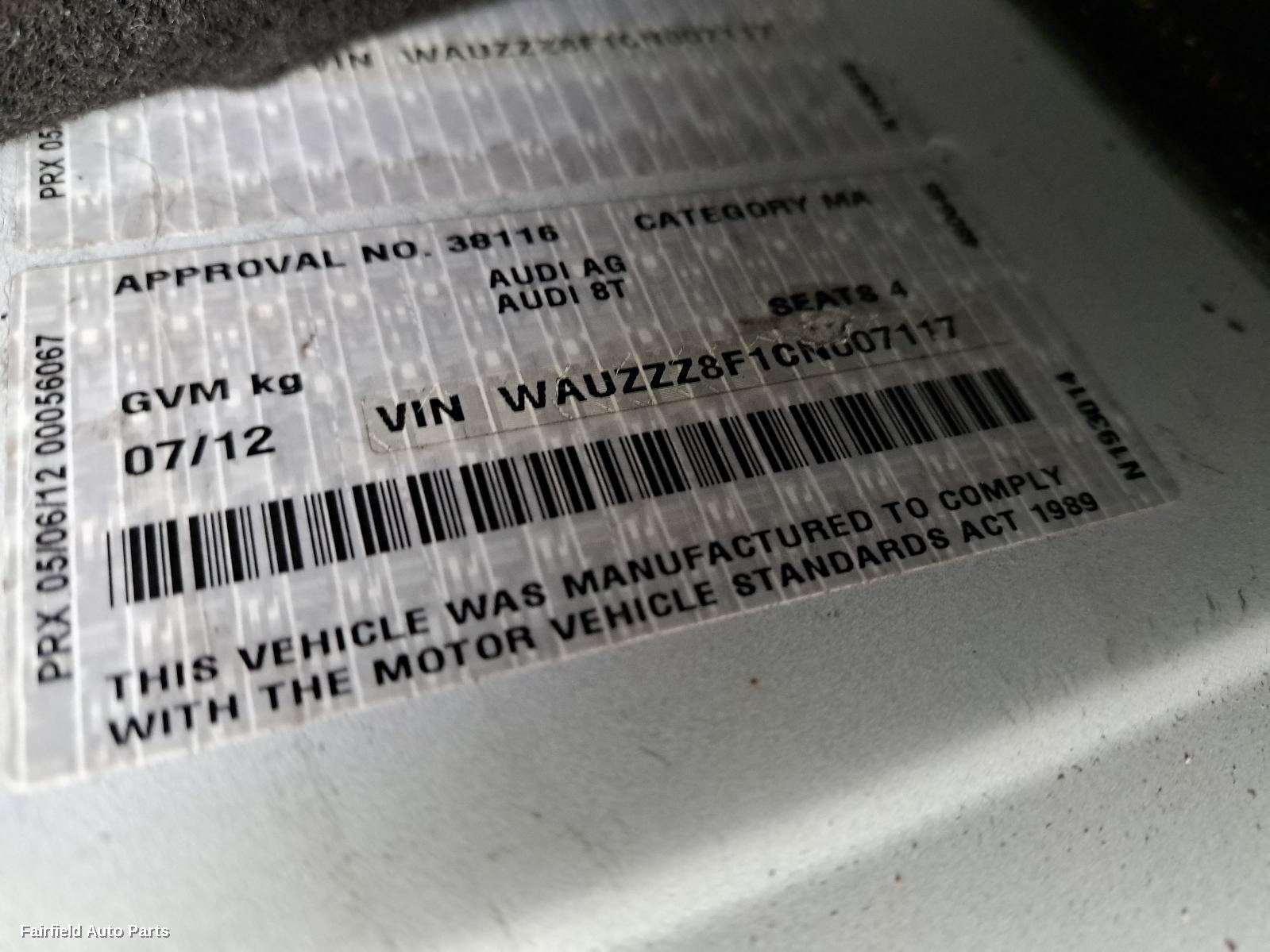 2012 Audi A5 Sunvisor