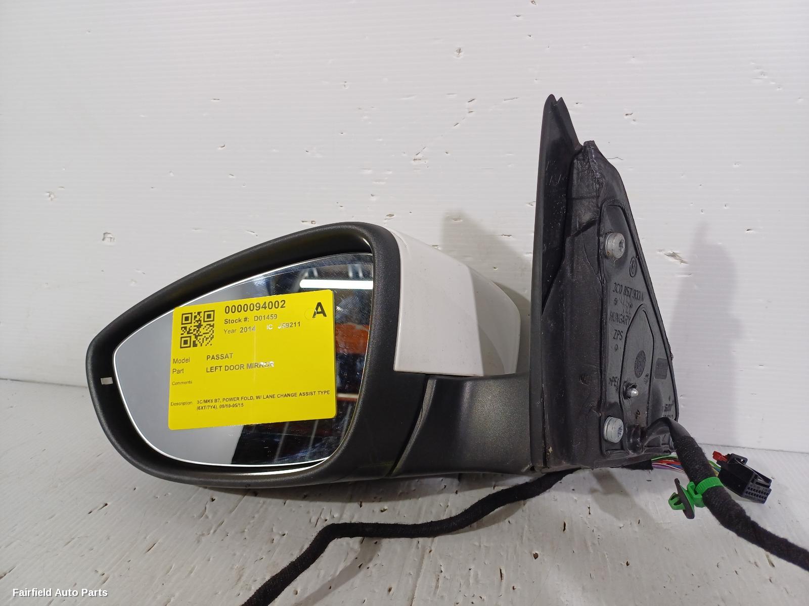2010-2015 Volkswagen Passat Left Door Mirror
