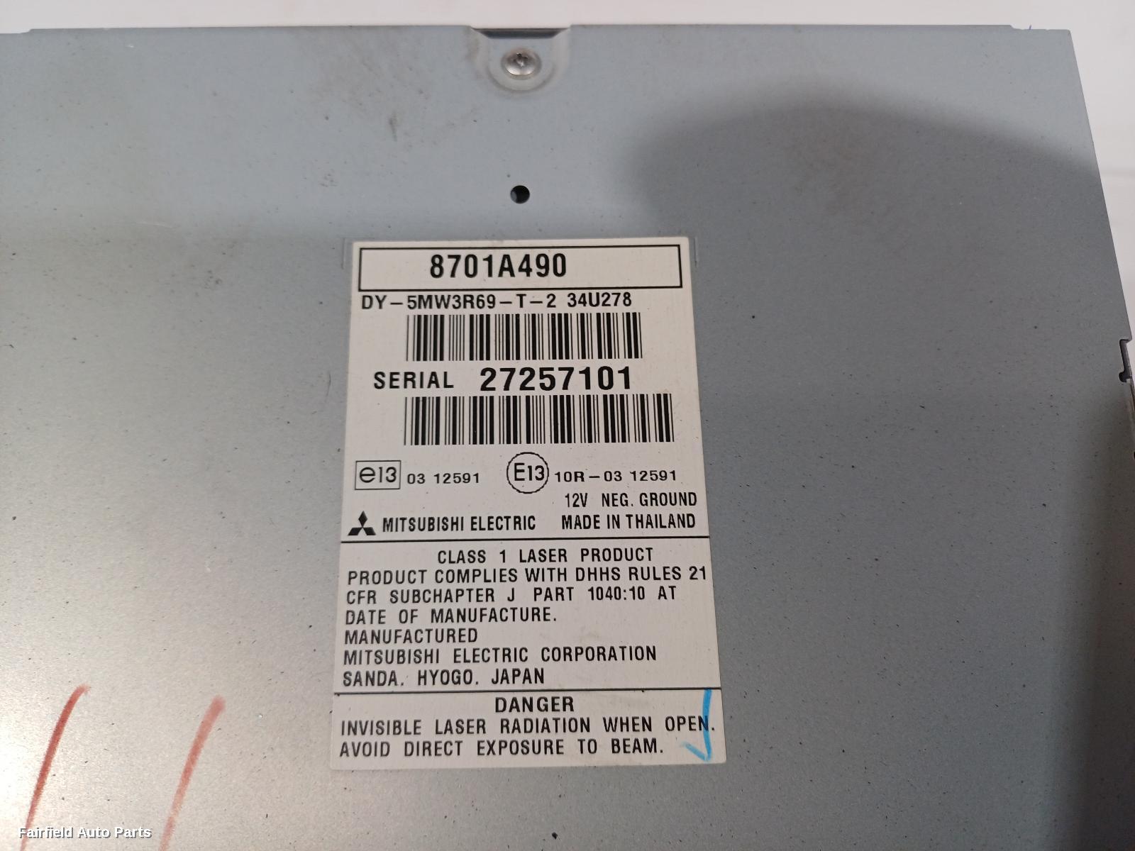 2012-2017 Mitsubishi Lancer Radio Cd Dvd Sat Tv