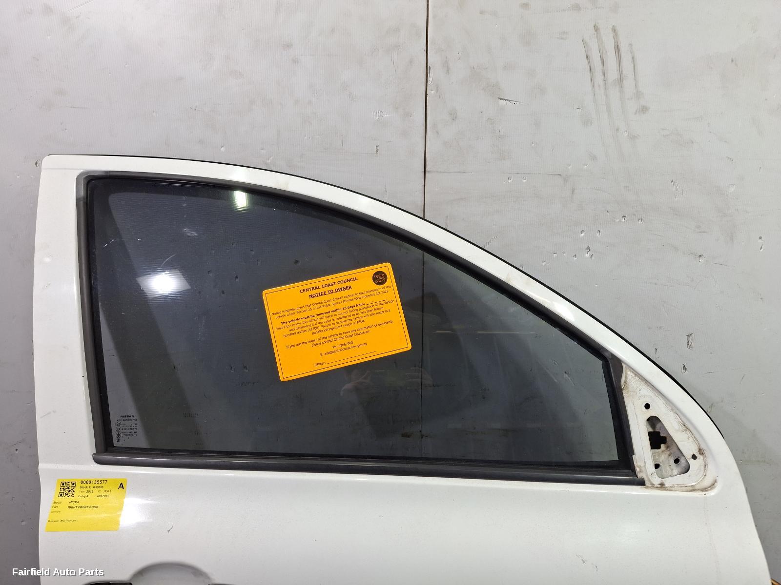 2010-2016 Nissan Micra Right Front Door