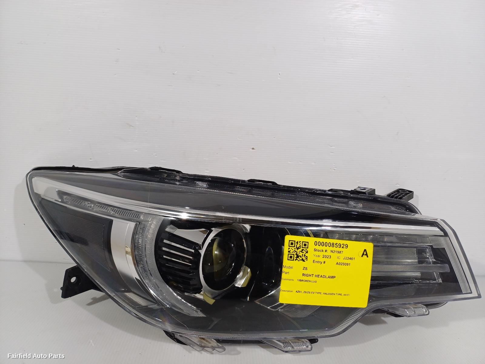 2017-2024 Mg Zs Right Headlamp