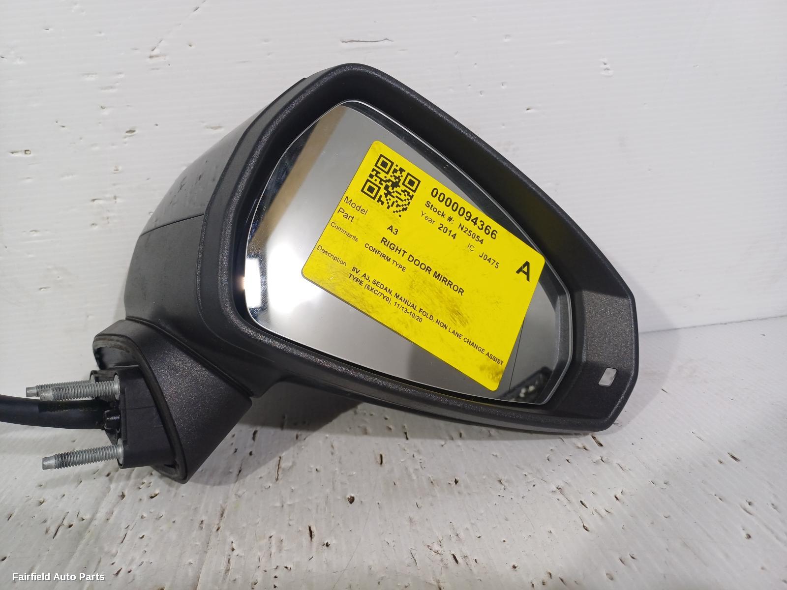 2013-2020 Audi A3 Right Door Mirror