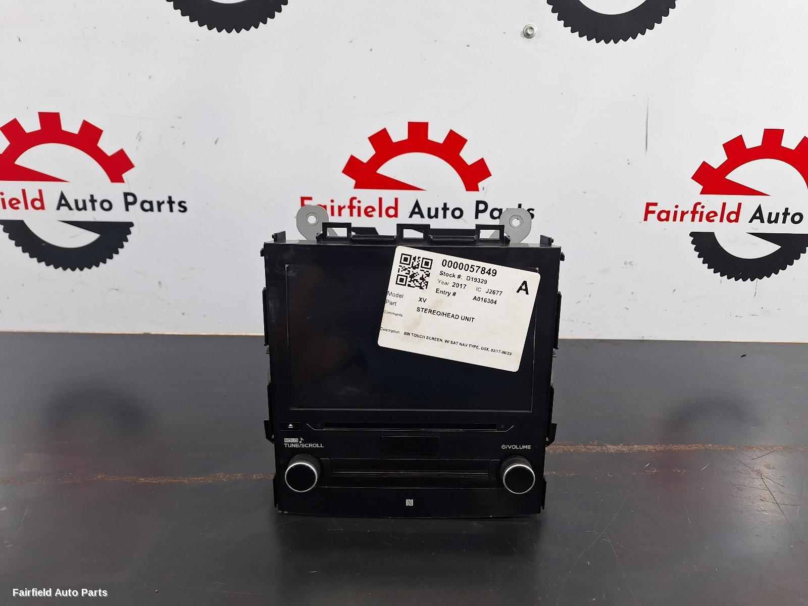 2017-2023 Subaru Xv Radio Cd Dvd Sat Tv