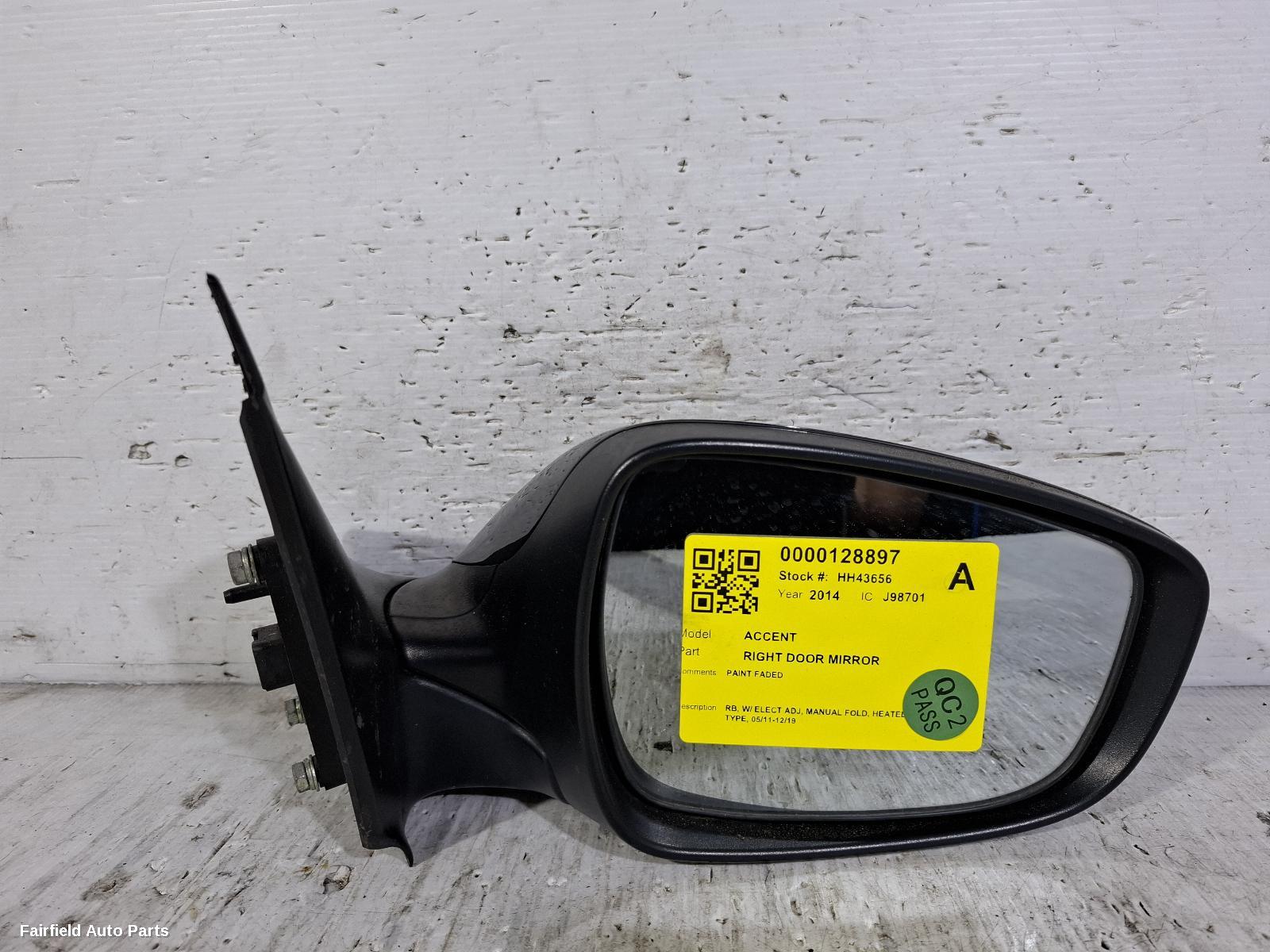 2011-2019 Hyundai Accent Right Door Mirror
