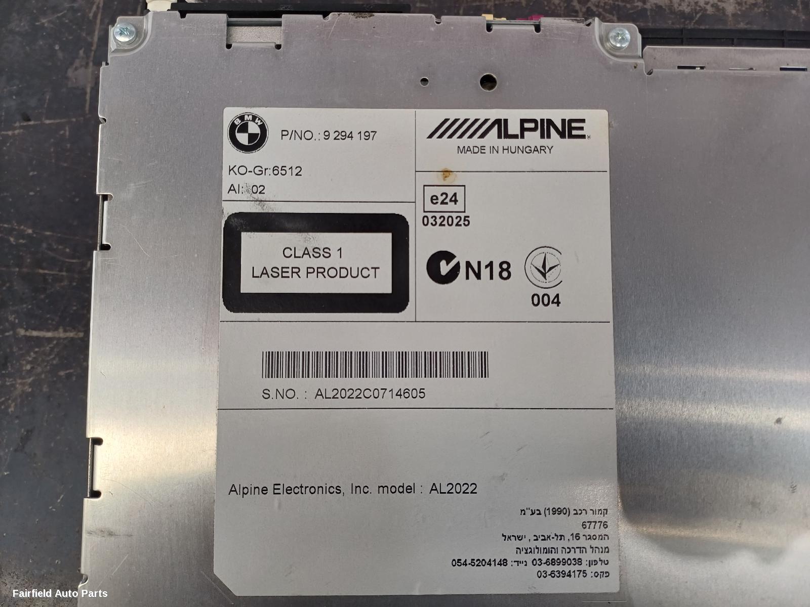 2011-2019 Bmw 1 Series Radio Cd Dvd Sat Tv