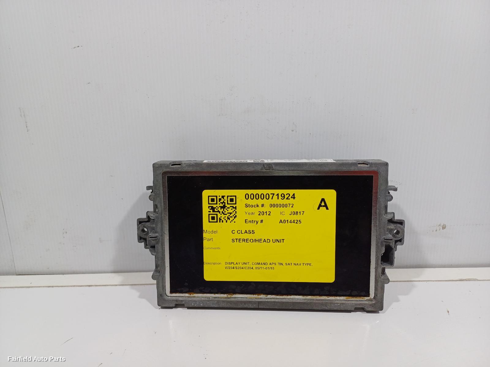 2011-2015 Mercedes C Class Radio Cd Dvd Sat Tv