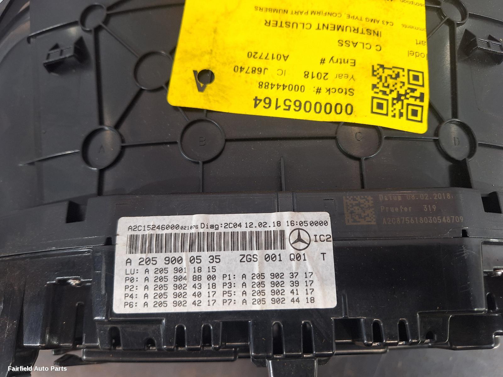 2014-2021 Mercedes C Class Instrument Cluster