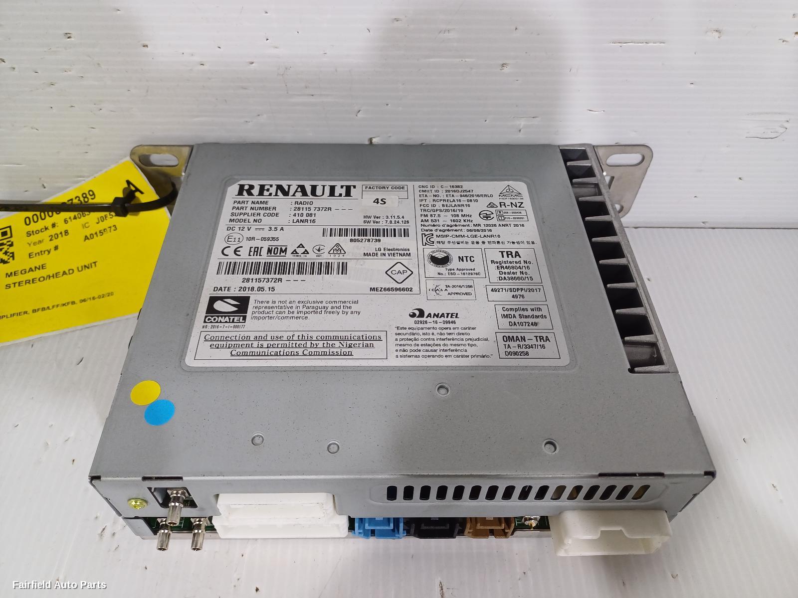 2016-2020 Renault Megane Radio Cd Dvd Sat Tv