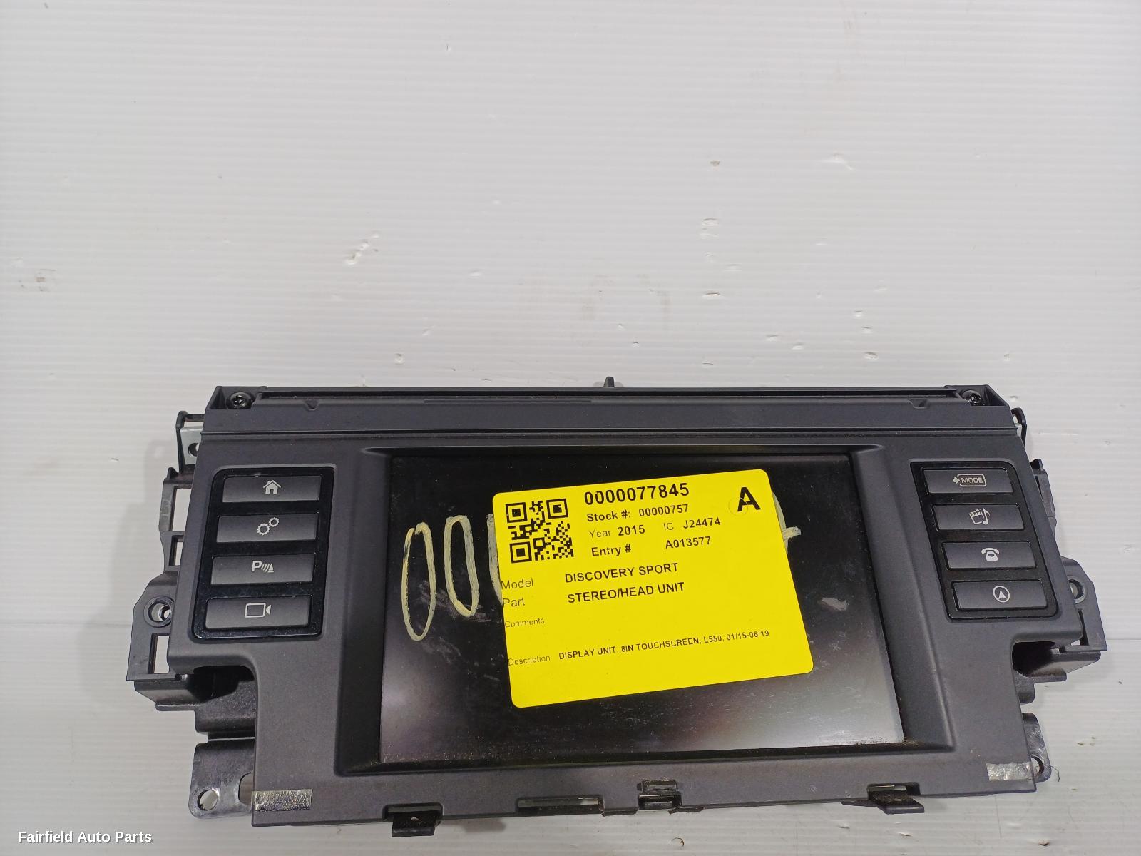 2015-2019 Land Rover Discovery Sport Radio Cd Dvd Sat Tv