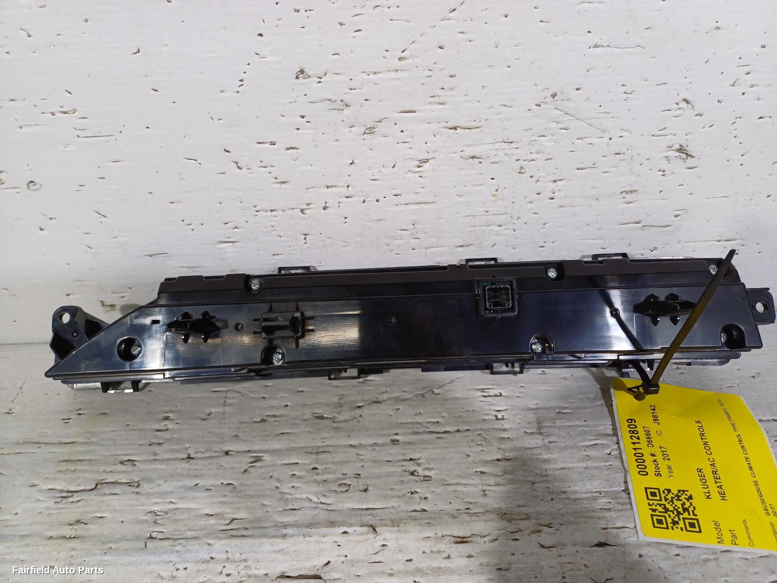 2013-2021 Toyota Kluger Heater Ac Controls