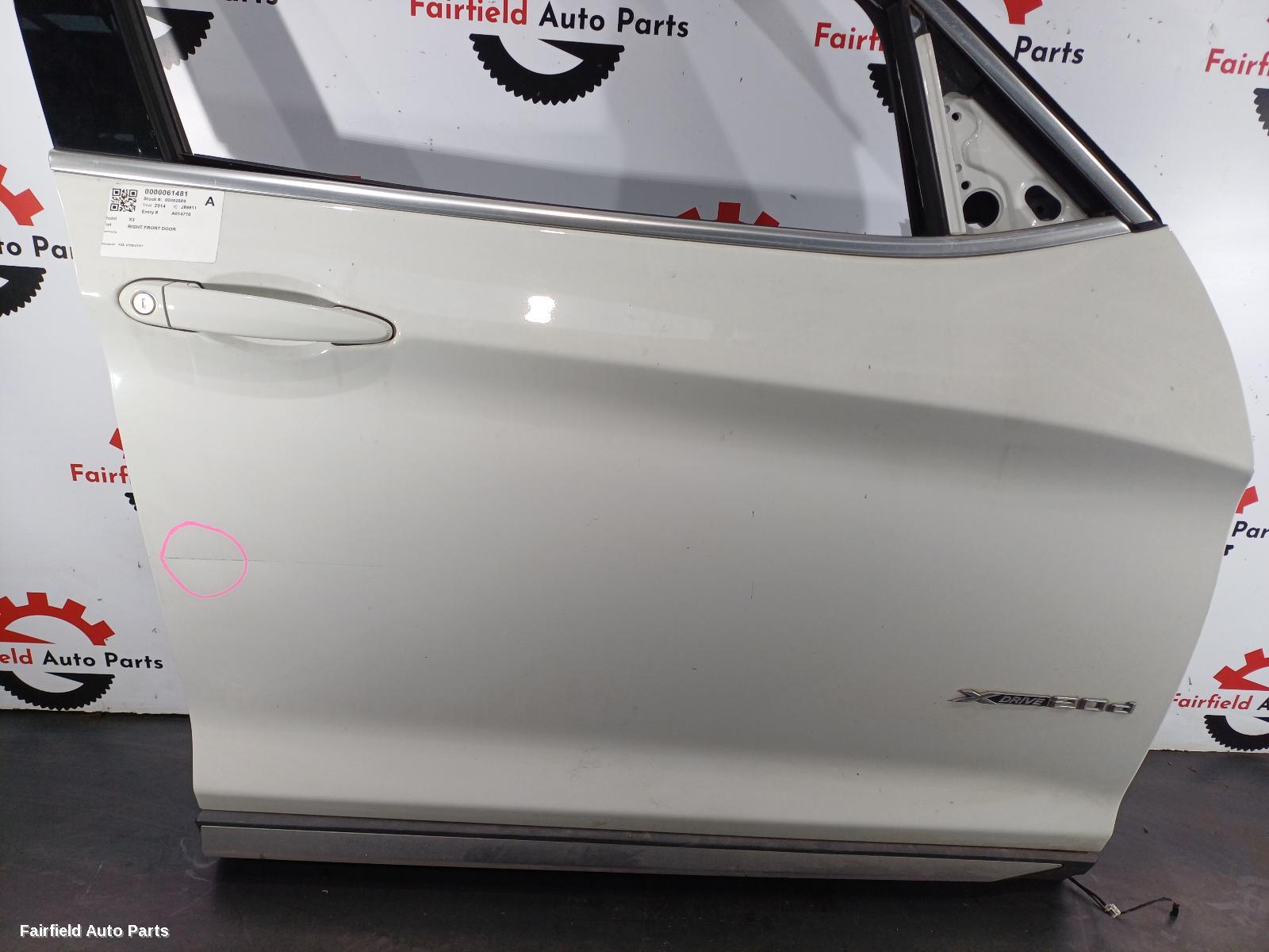 2009-2017 Bmw X3 Right Front Door