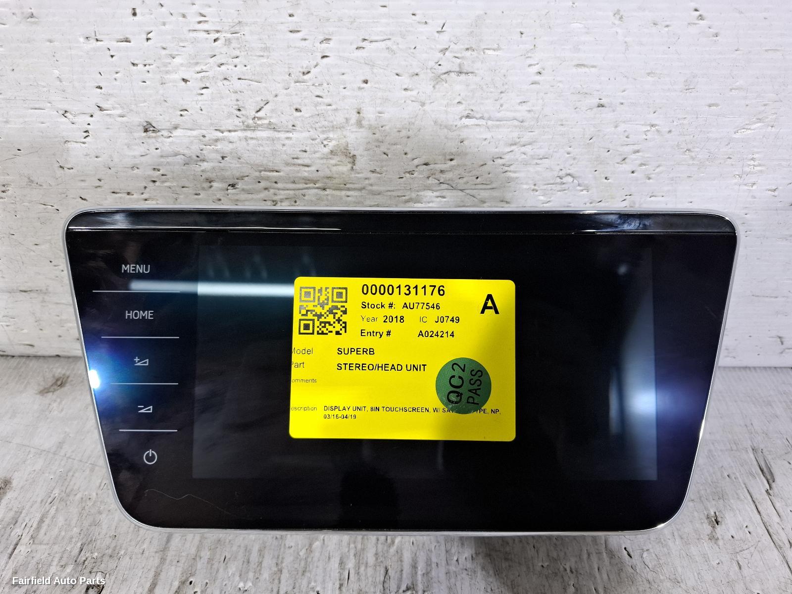 2016-2019 Skoda Superb Radio Cd Dvd Sat Tv