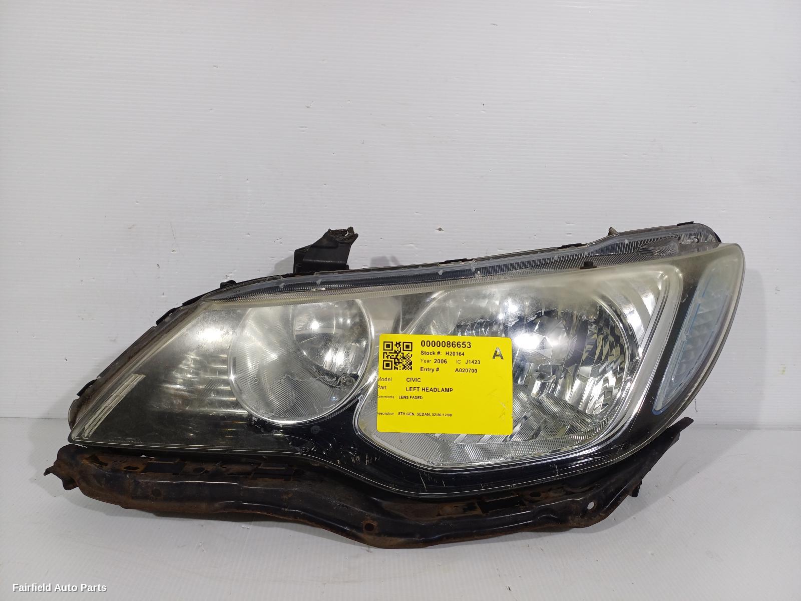 2006-2008 Honda Civic Left Headlamp