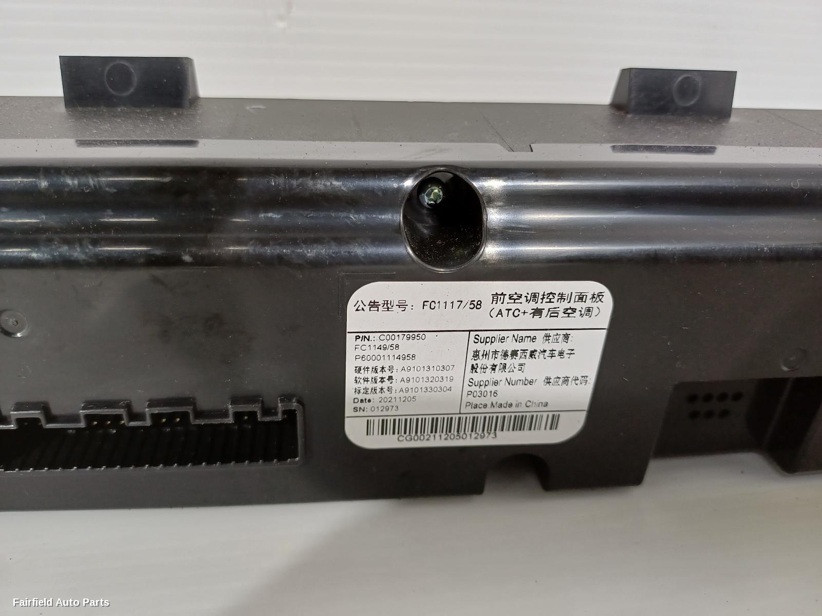 2017-2025 Ldv D90 Heater Ac Controls