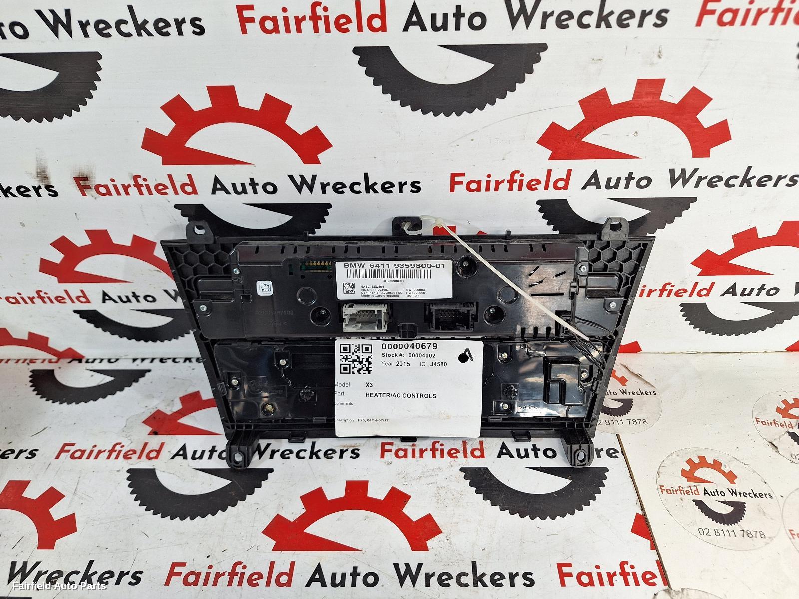 2014-2017 Bmw X3 Heater Ac Controls