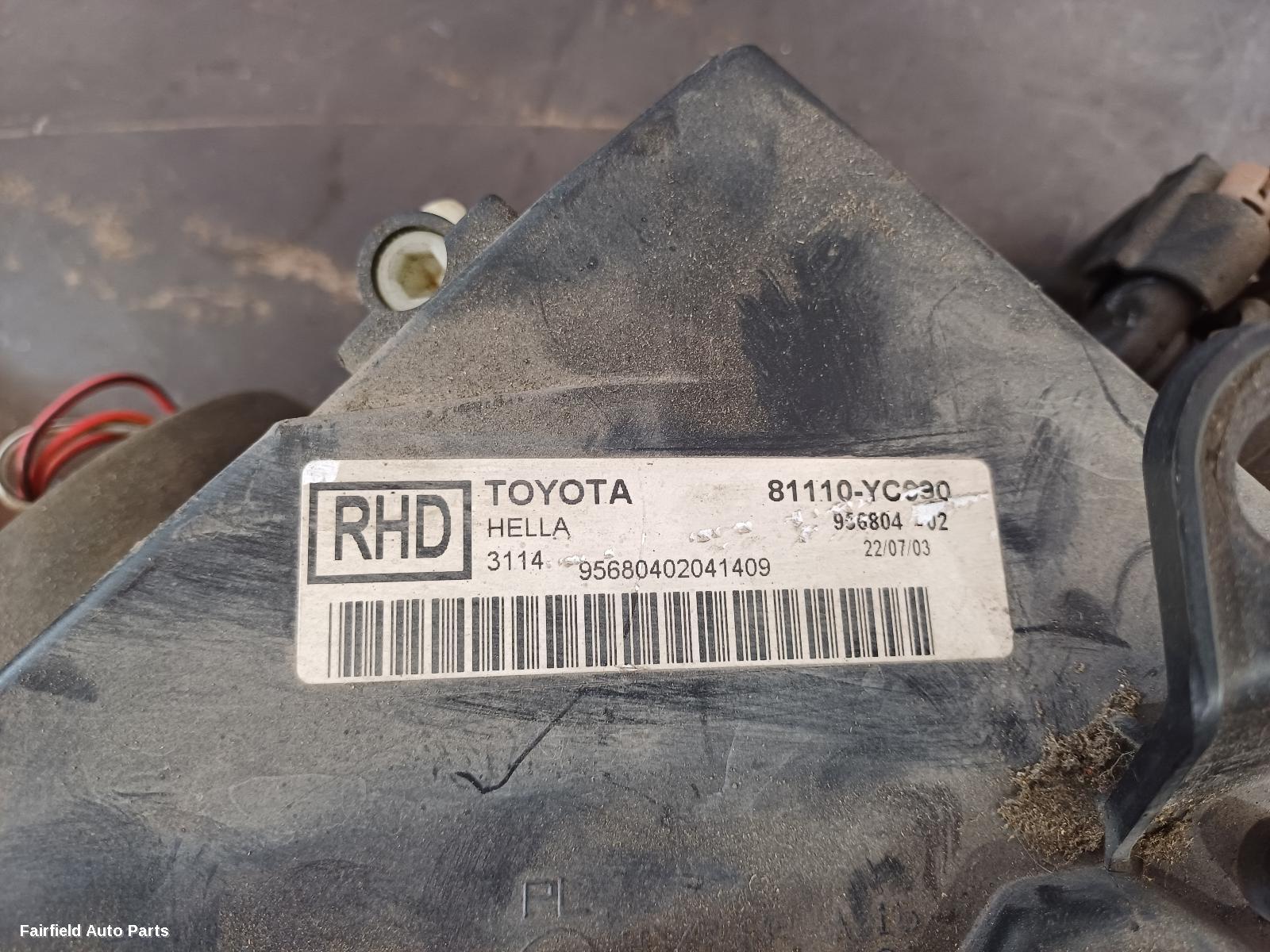 2002-2004 Toyota Camry Right Headlamp