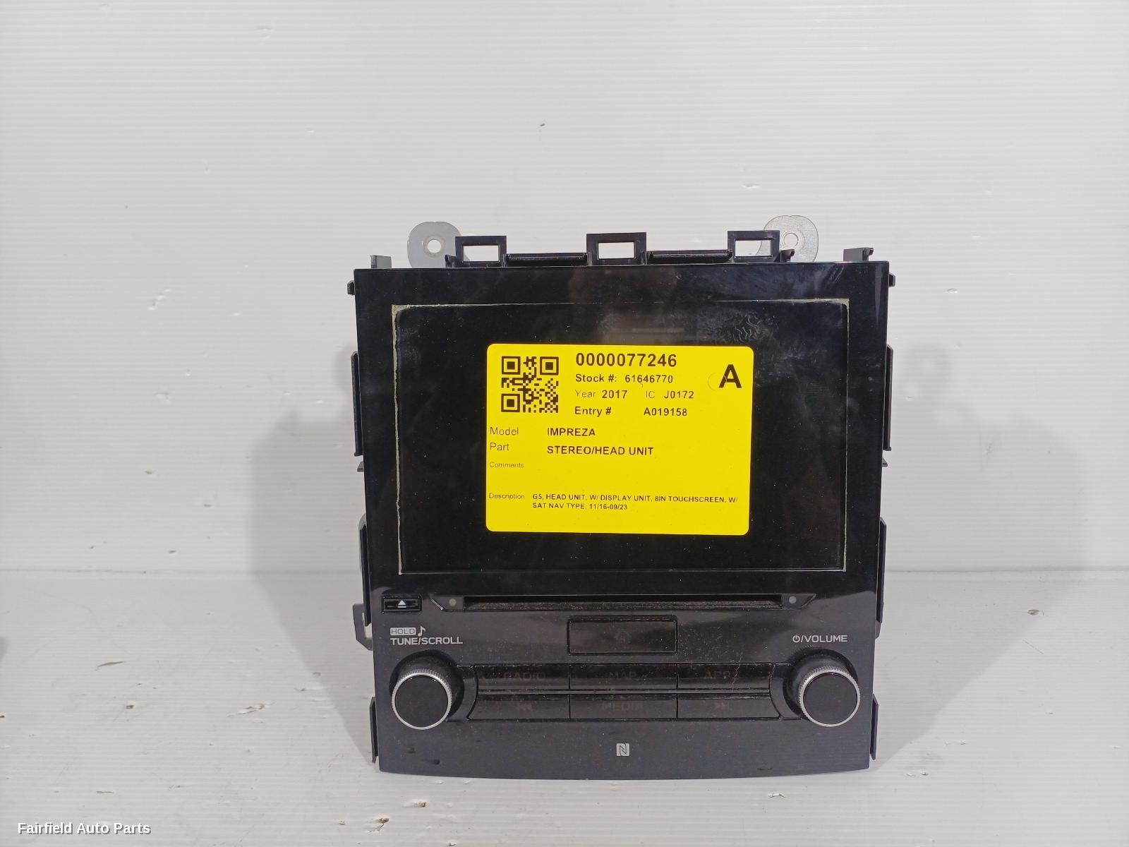 2016-2023 Subaru Impreza Radio Cd Dvd Sat Tv