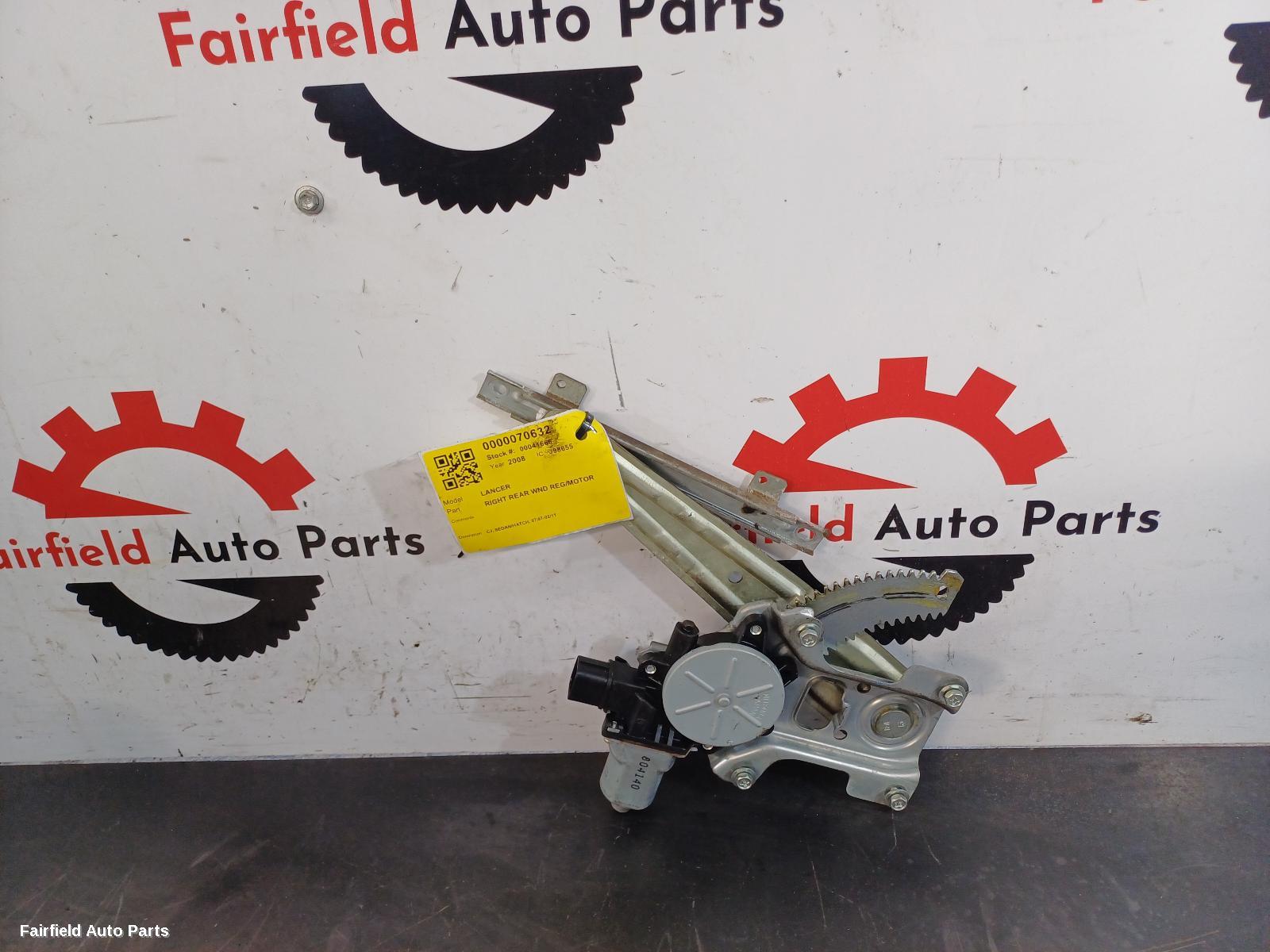 2007-2011 Mitsubishi Lancer Right Rear Wnd Reg Motor