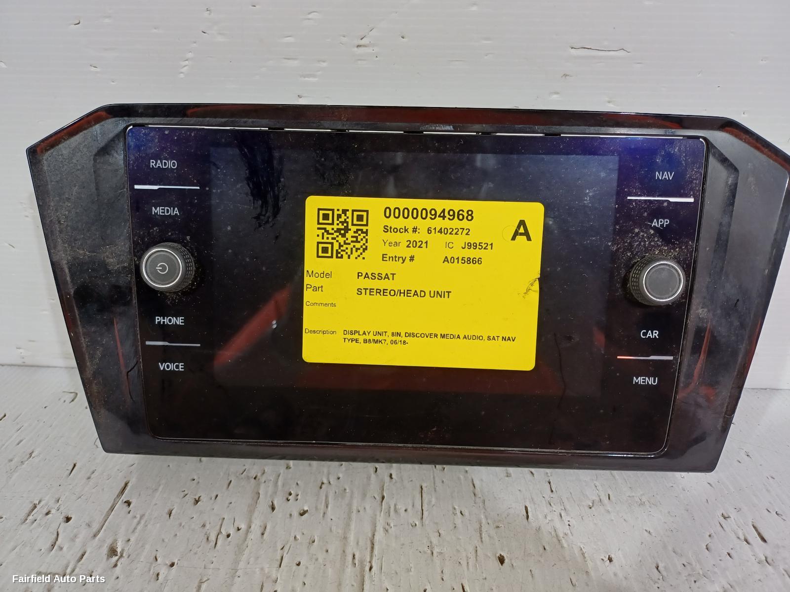 2018-2023 Volkswagen Passat Radio Cd Dvd Sat Tv