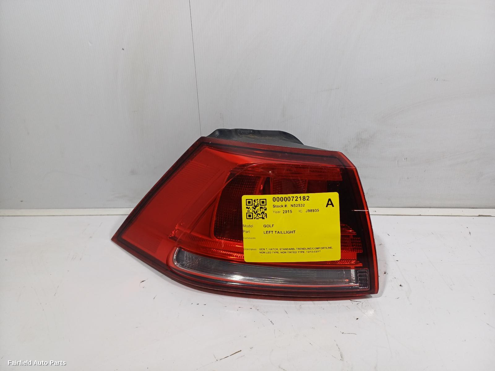 2012-2017 Volkswagen Golf Left Taillight
