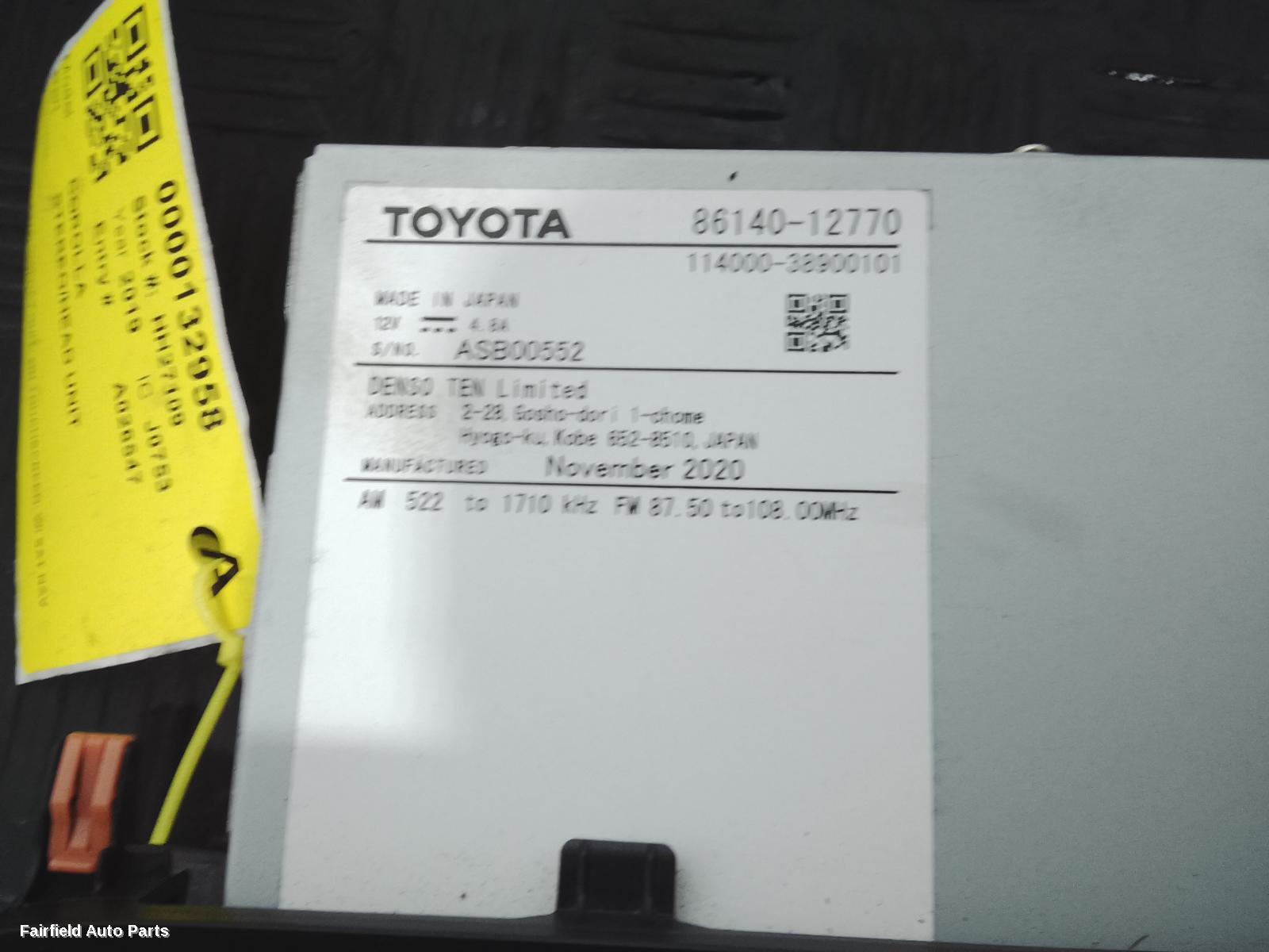 2018-2026 Toyota Corolla Radio Cd Dvd Sat Tv