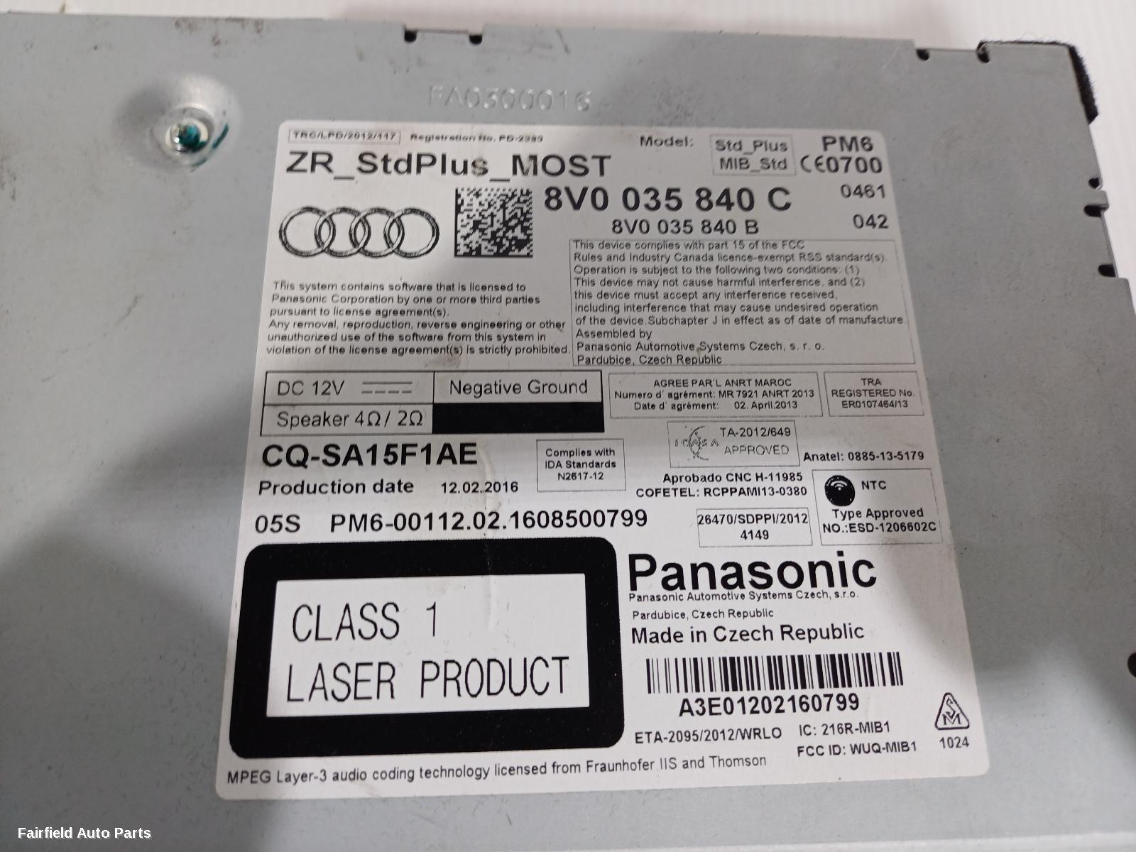 2013-2020 Audi A3 Radio Cd Dvd Sat Tv