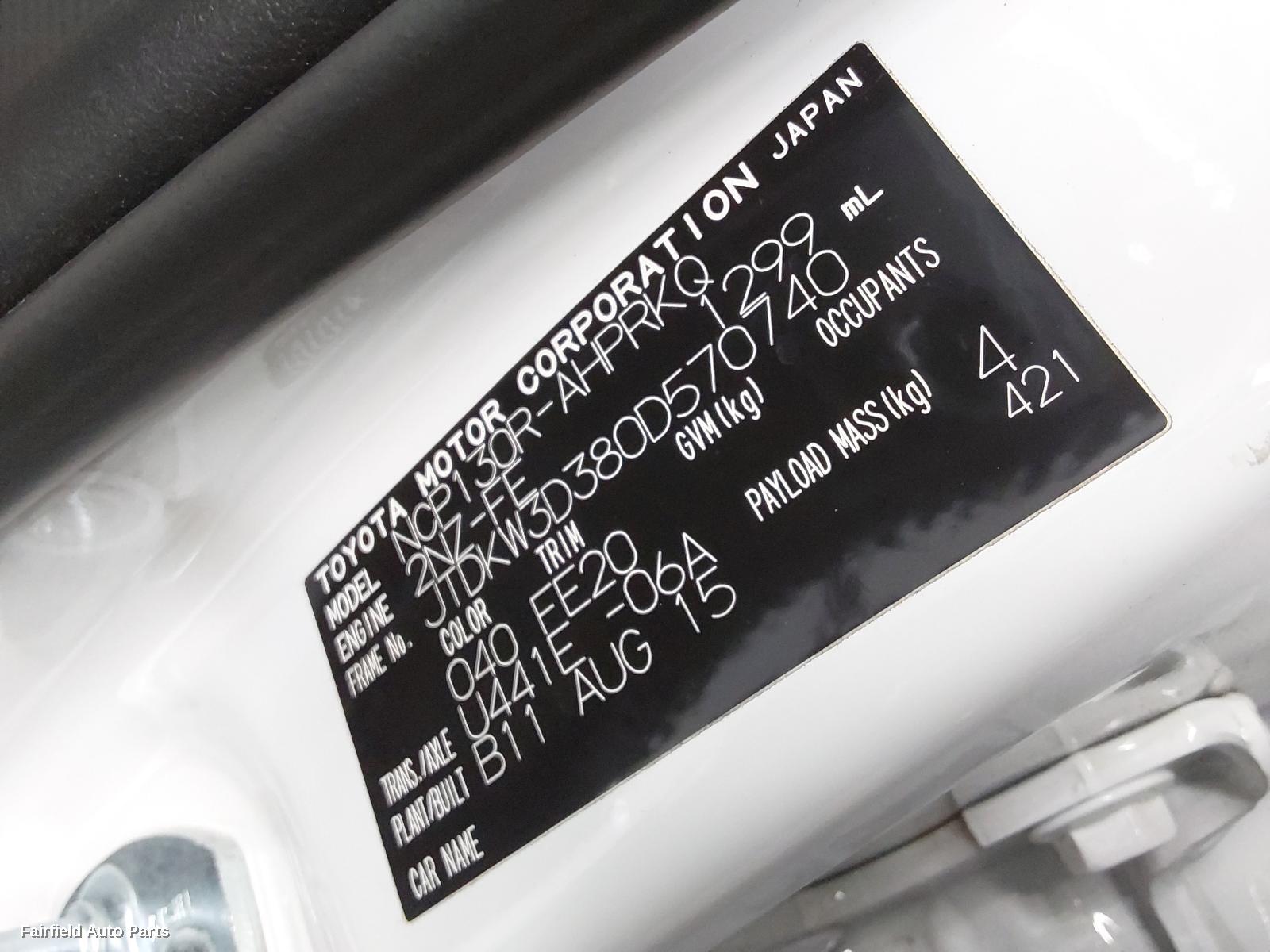 2015 Toyota Yaris F Bar Reinforc Brack