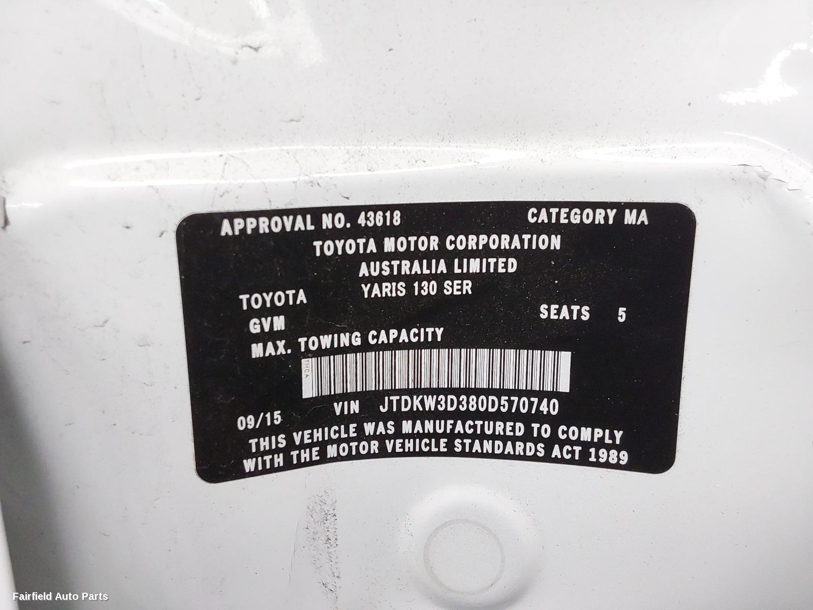 2015 Toyota Yaris F Bar Reinforc Brack