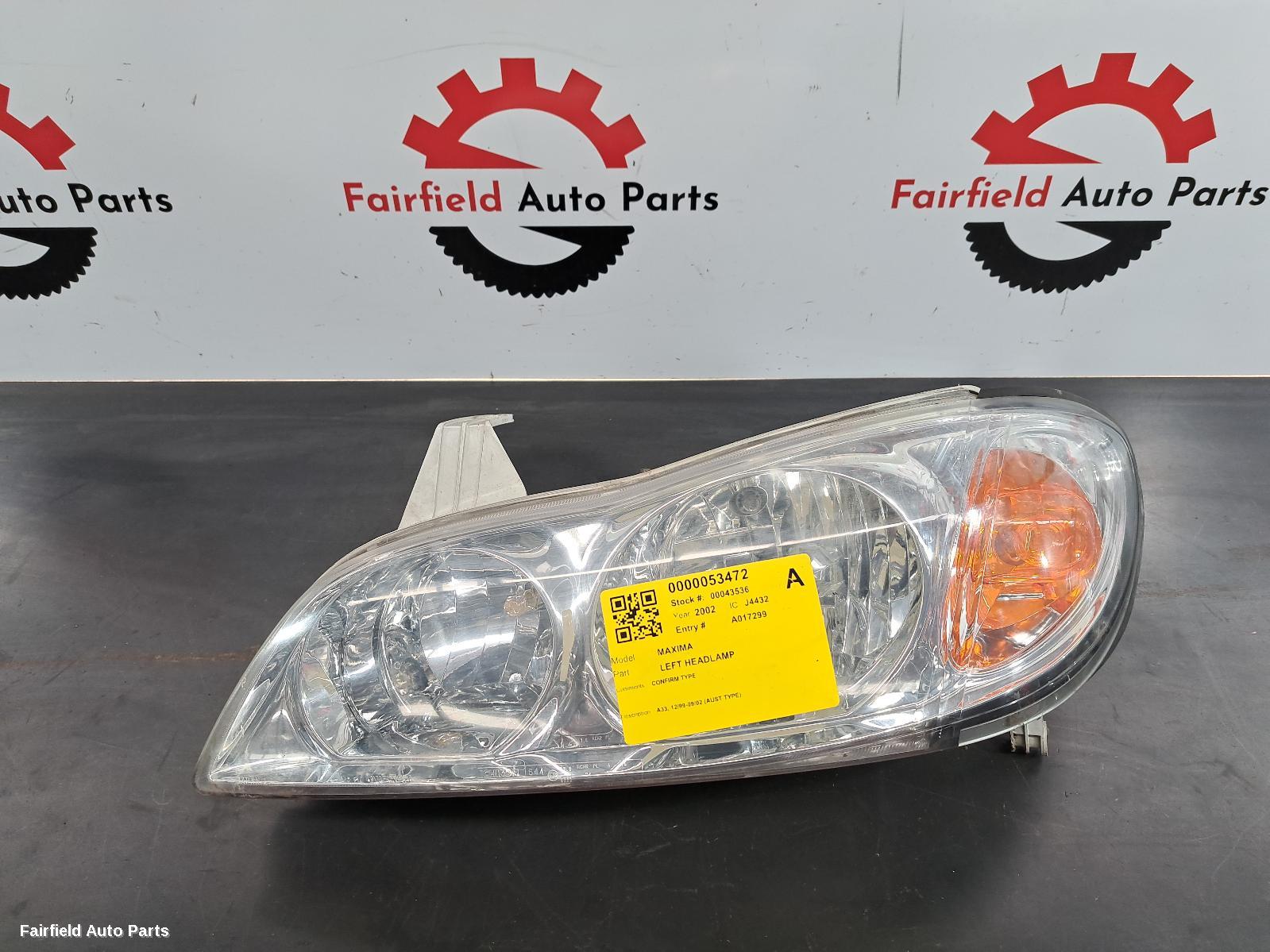 1999-2002 Nissan Maxima Left Headlamp