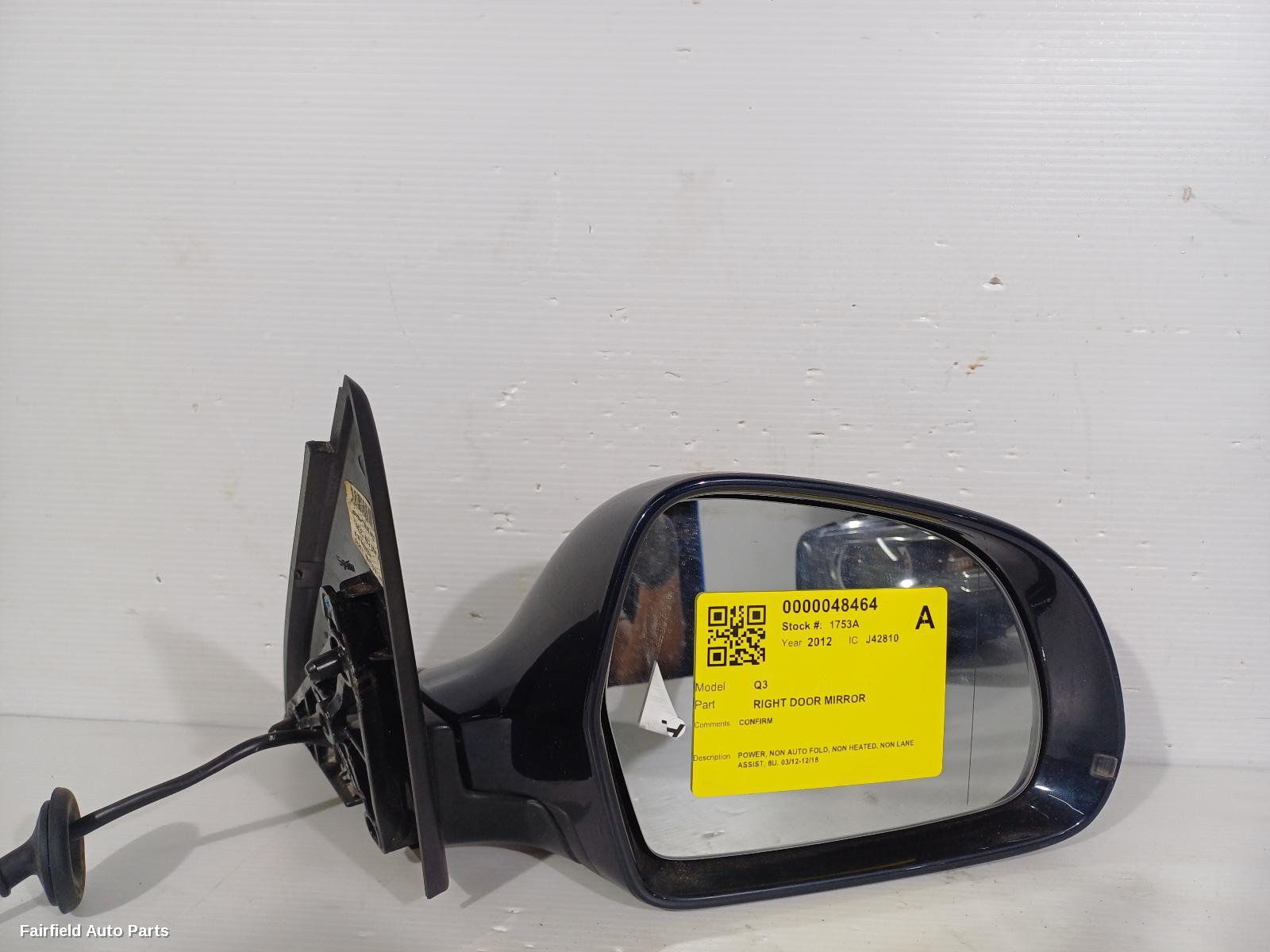 2012-2018 Audi Q3 Right Door Mirror