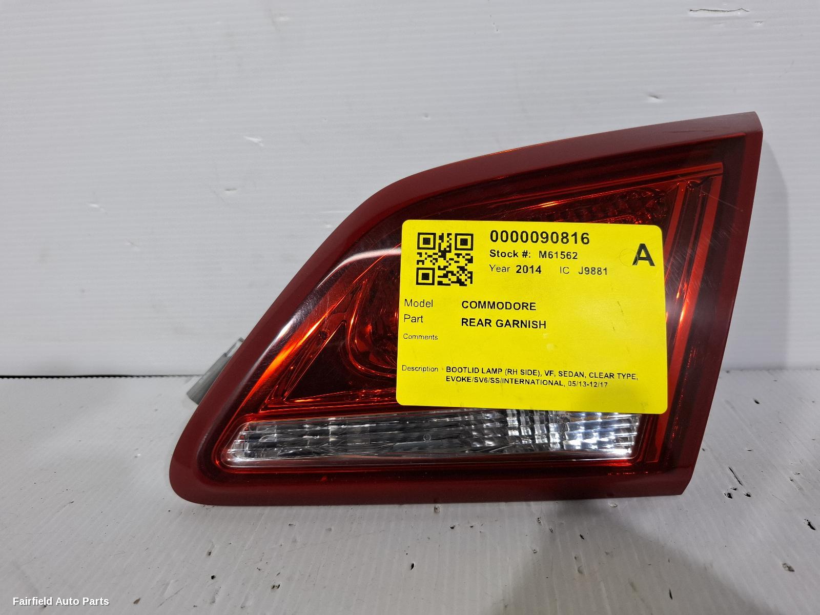 2013-2017 Holden Commodore Rear Garnish