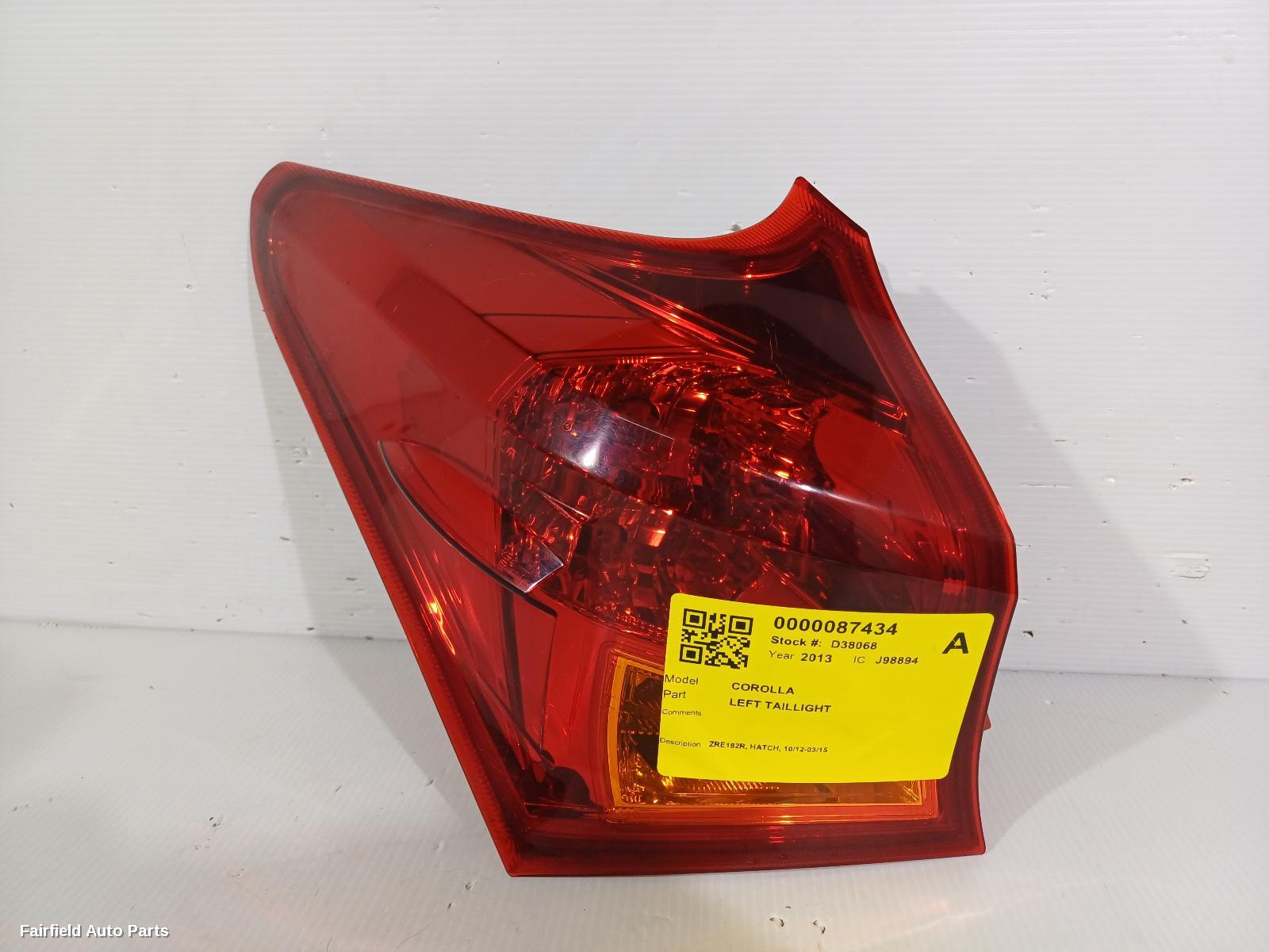 2012-2015 Toyota Corolla Left Taillight