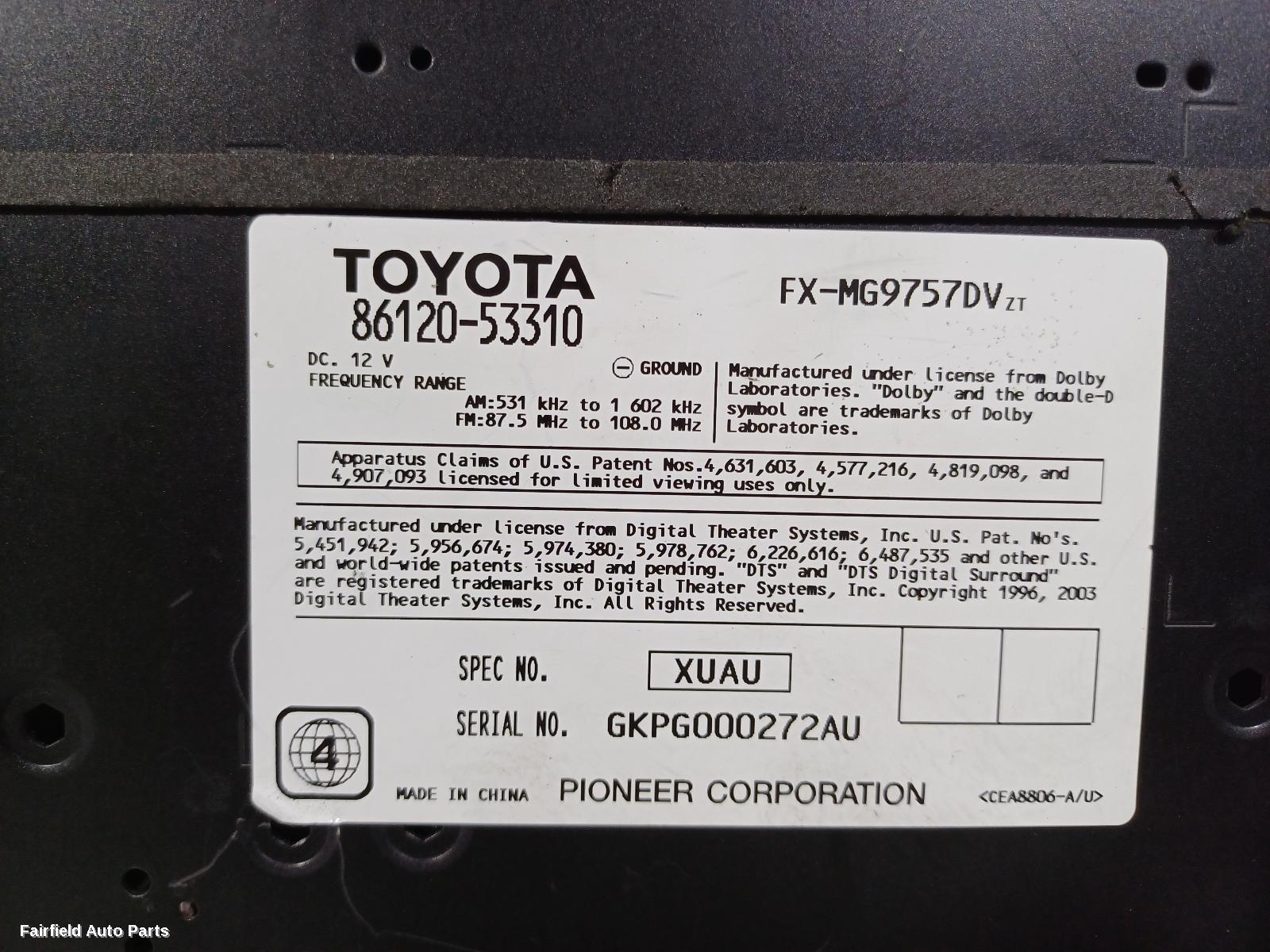 2005-2014 Lexus Is250/is250c Radio Cd Dvd Sat Tv