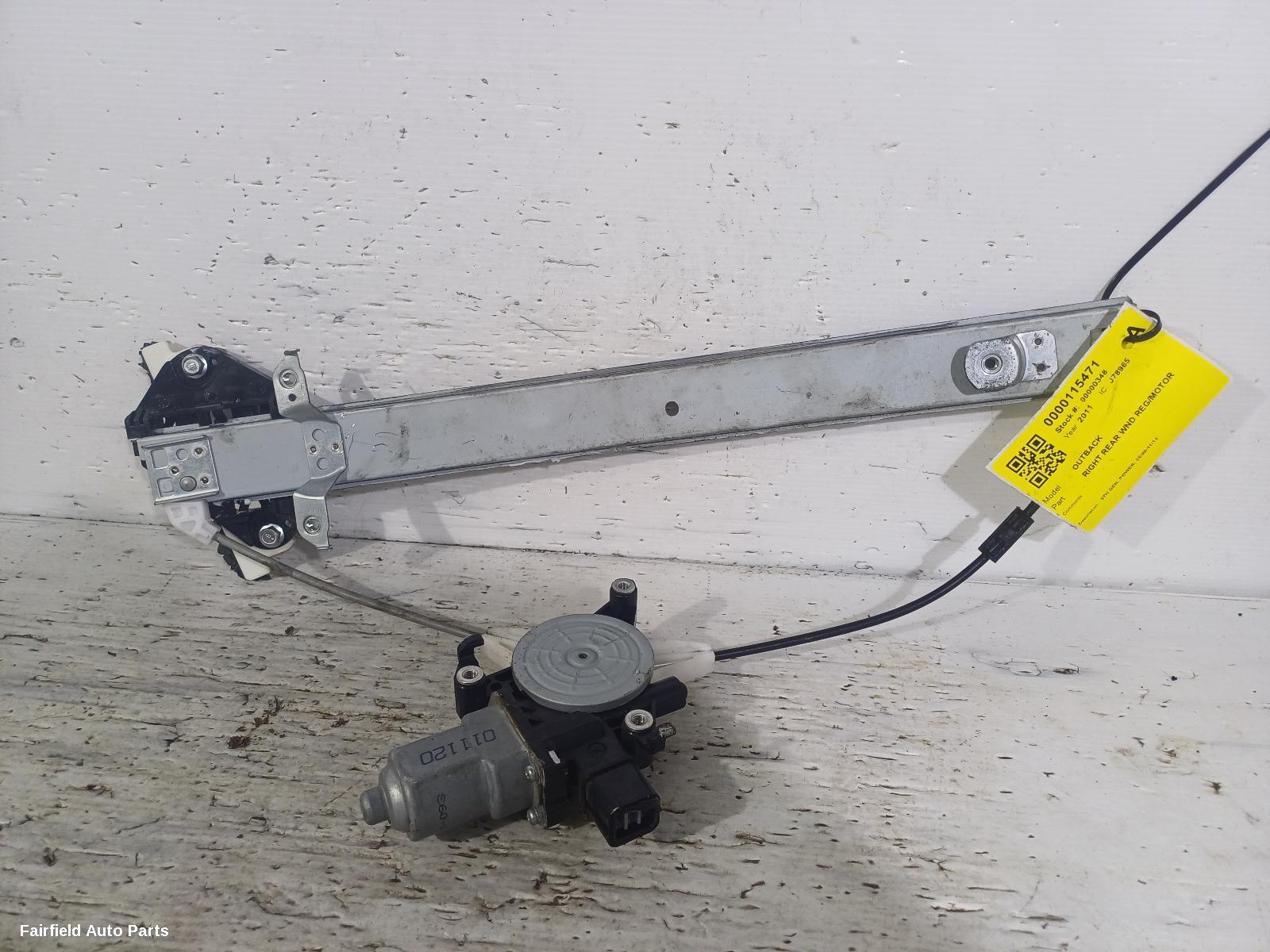 2009-2014 Subaru Outback Right Rear Wnd Reg Motor