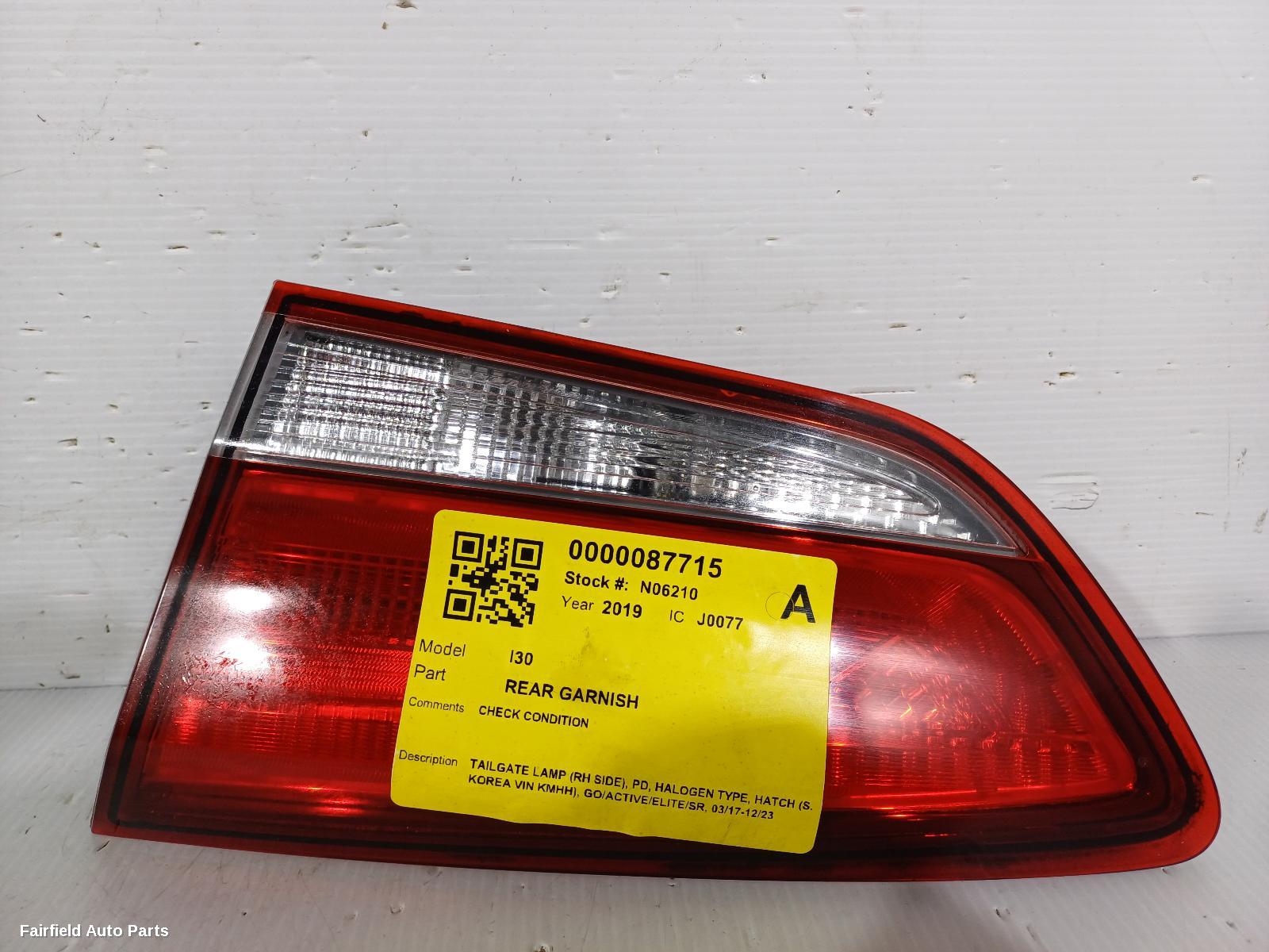 2017-2023 Hyundai I30 Rear Garnish