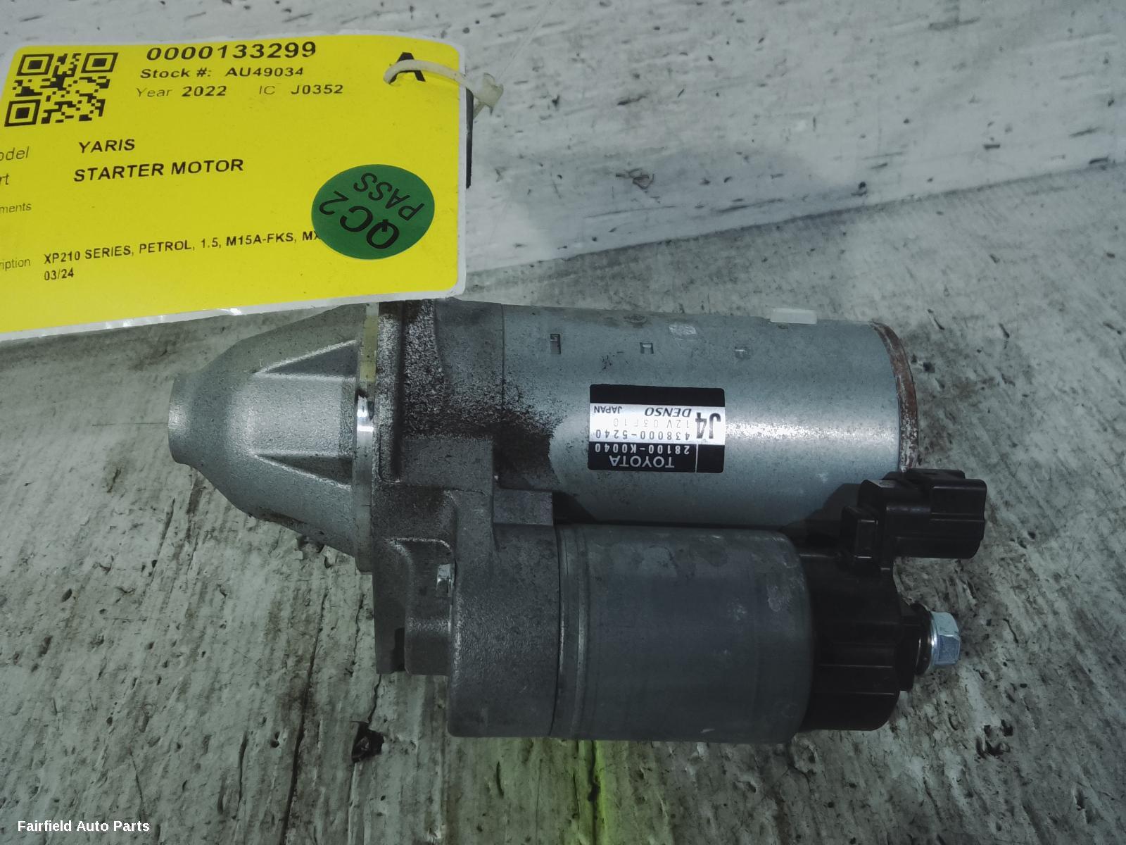 2020-2024 Toyota Yaris Starter