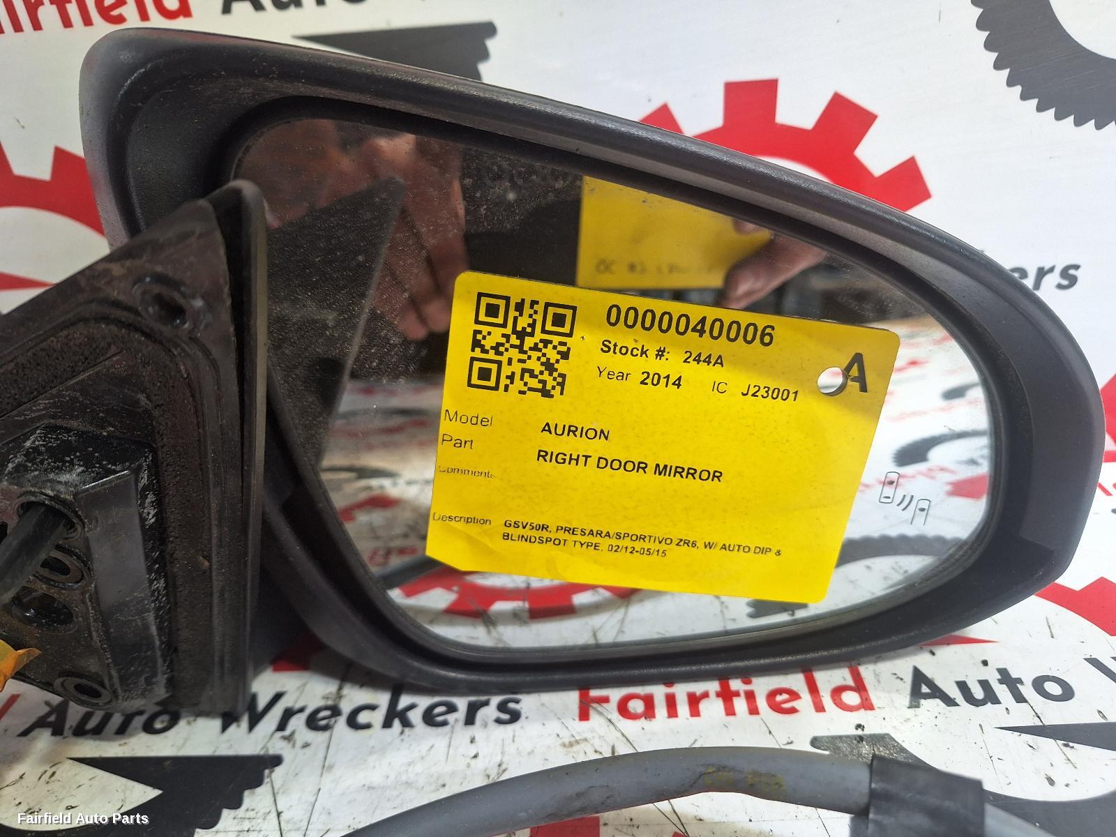 2012-2015 Toyota Aurion Right Door Mirror
