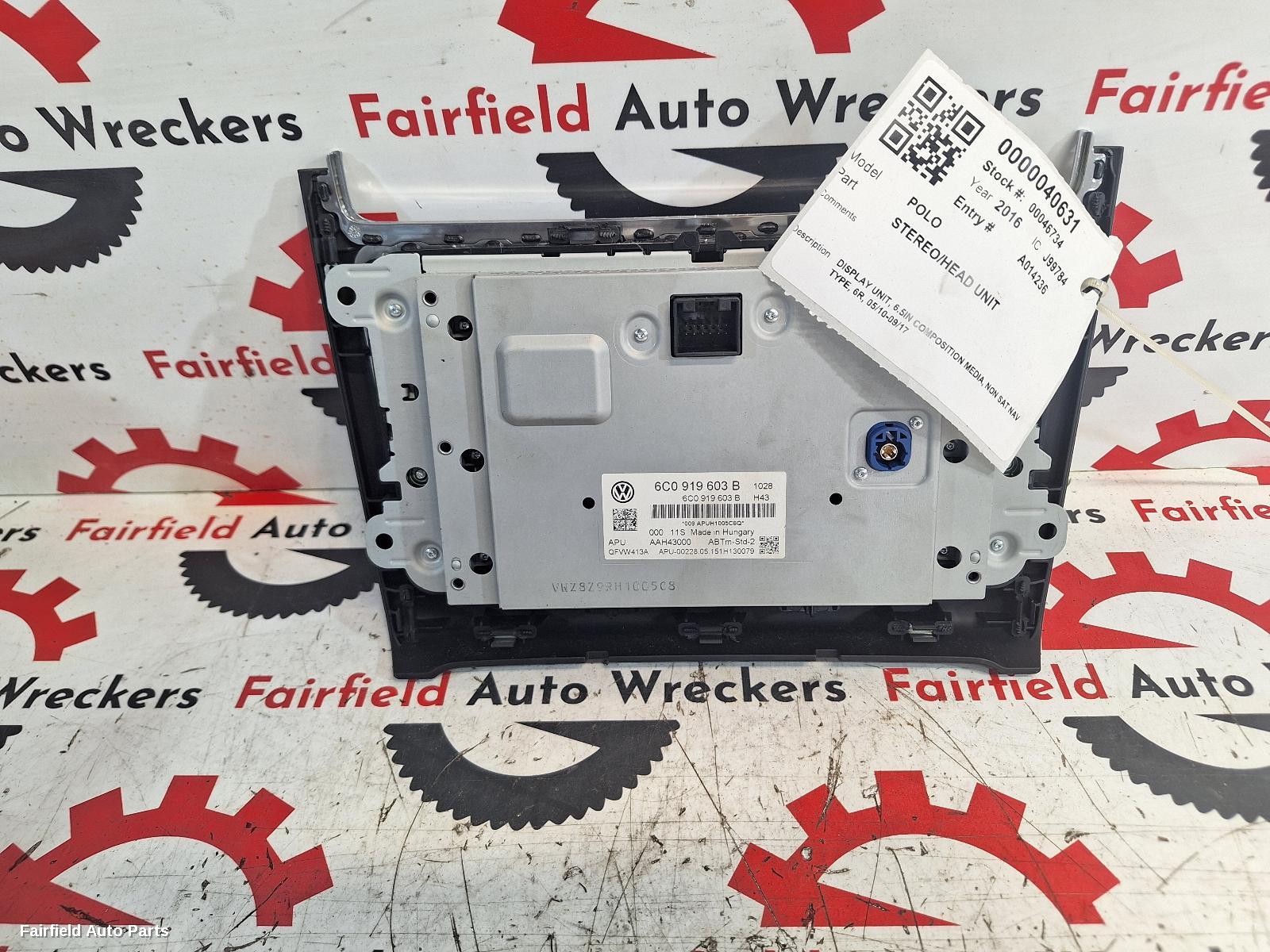 2010-2017 Volkswagen Polo Radio Cd Dvd Sat Tv