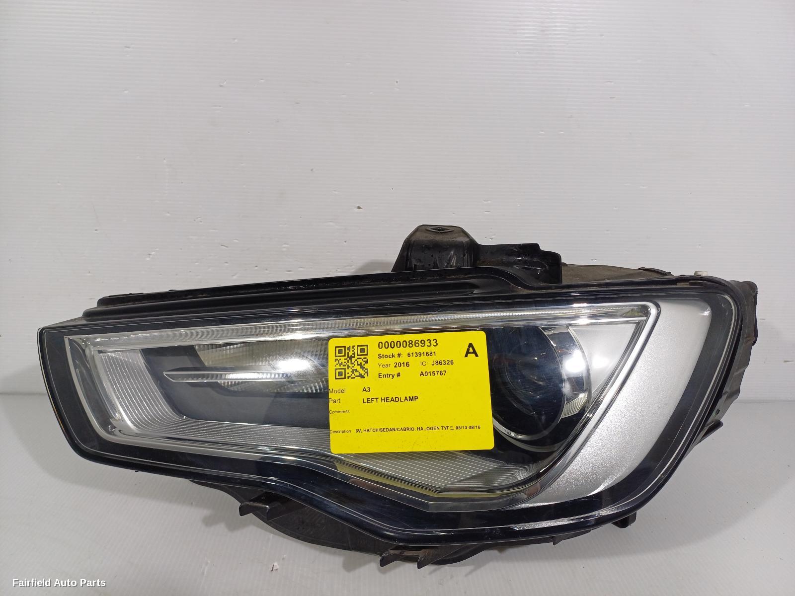 2013-2016 Audi A3 Left Headlamp