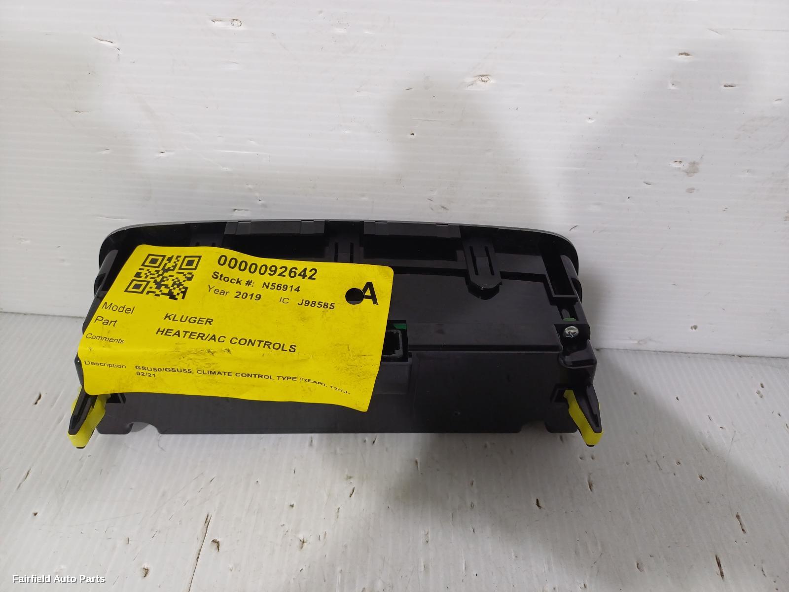 2013-2021 Toyota Kluger Heater Ac Controls