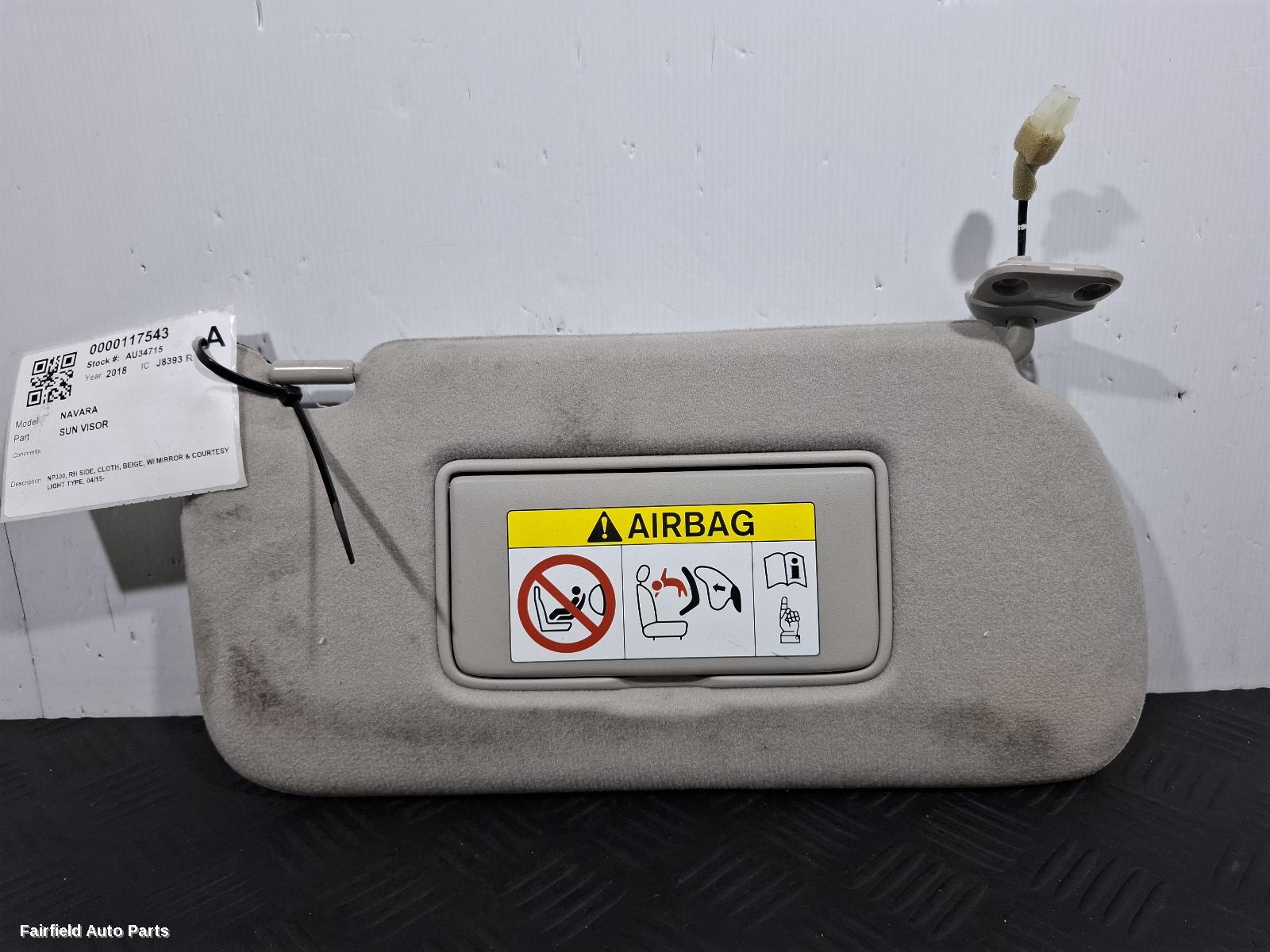 2015-2025 Nissan Navara Sunvisor