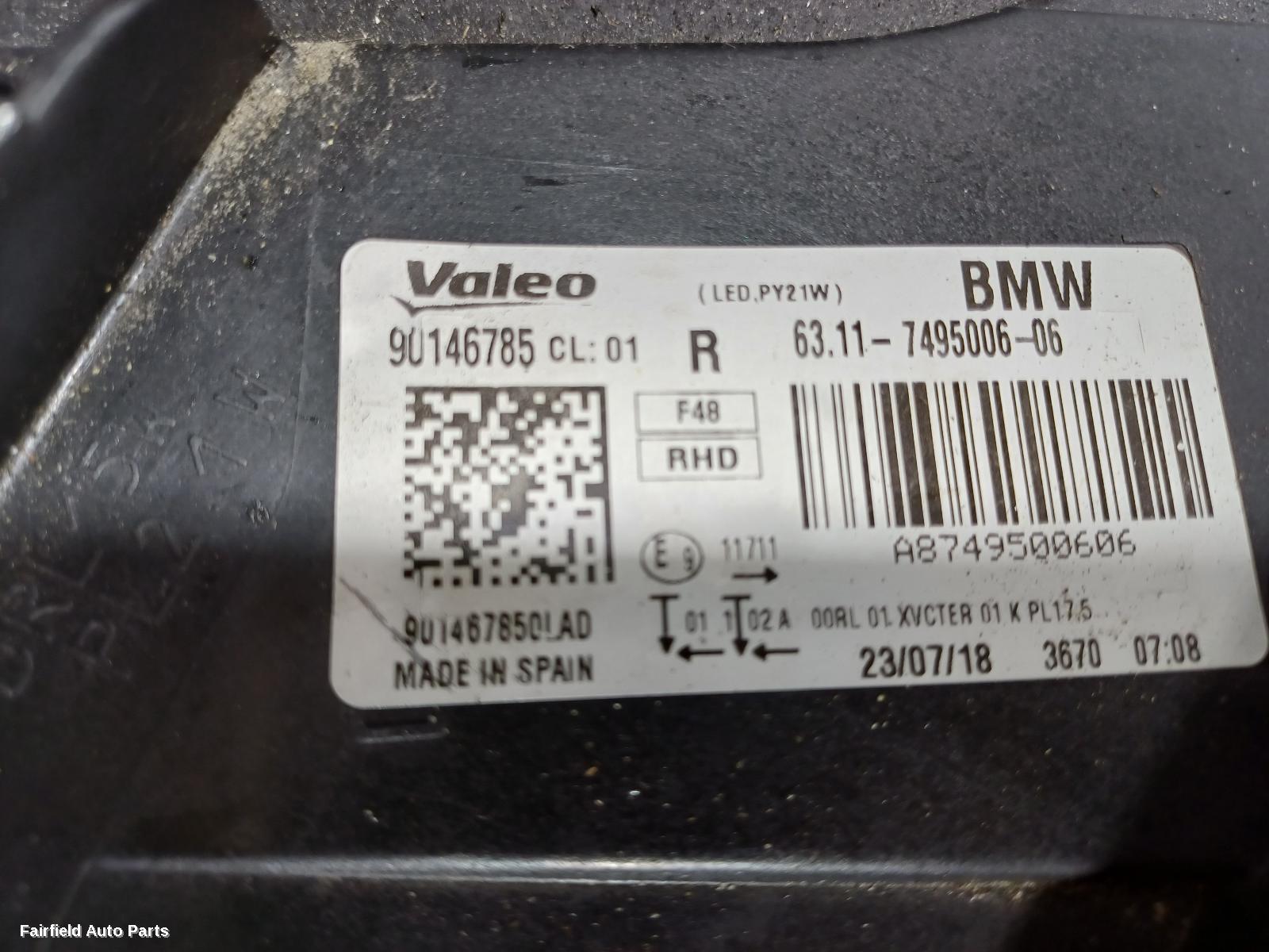 2016-2019 Bmw X1 Right Headlamp