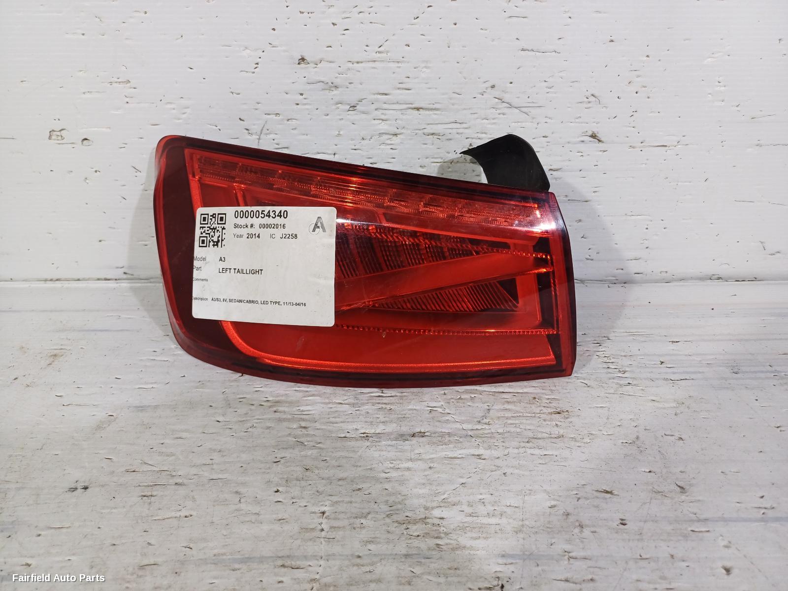 2013-2016 Audi A3 Left Taillight
