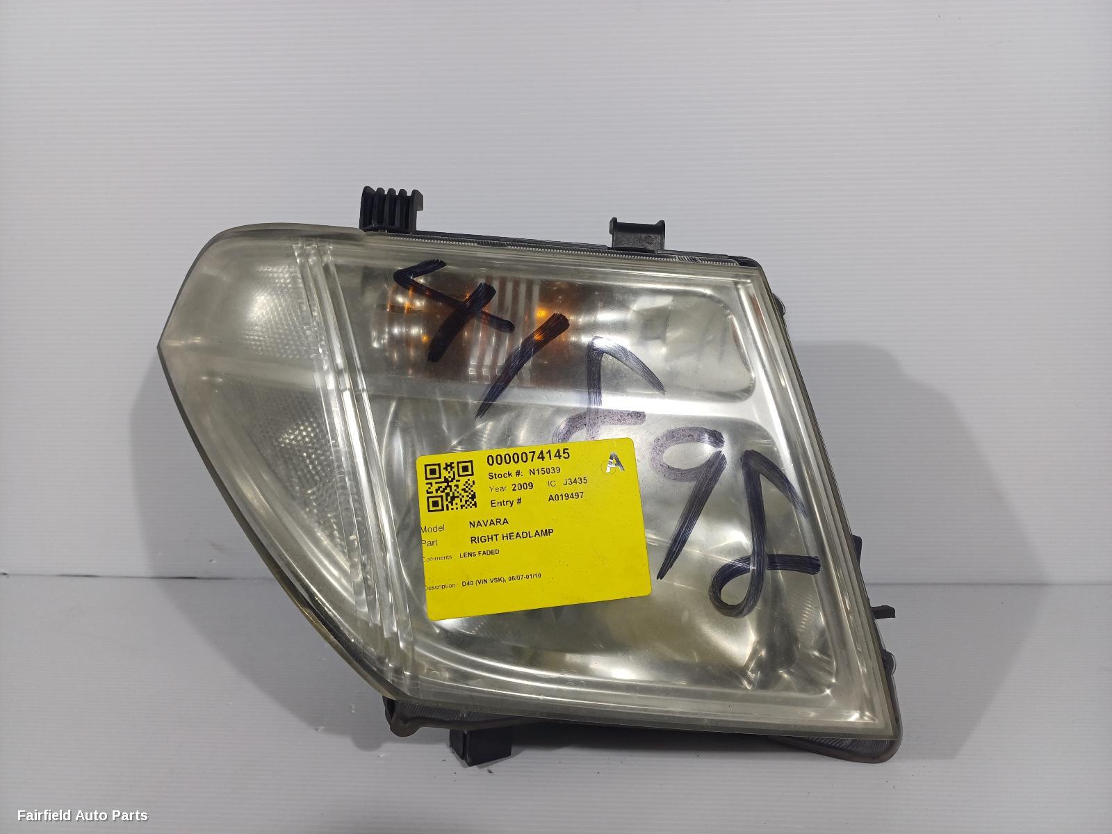 2007-2010 Nissan Navara Right Headlamp