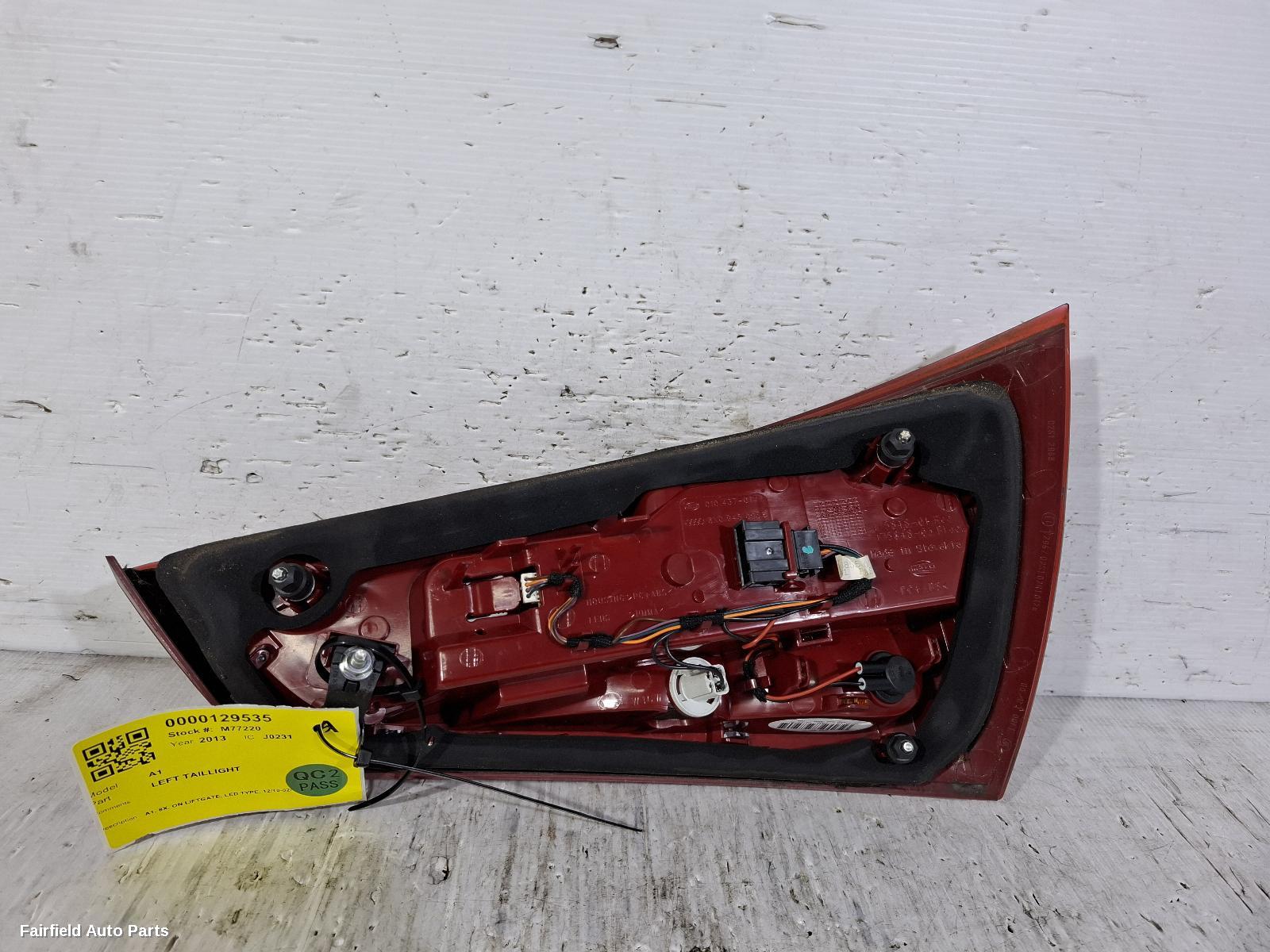 2010-2015 Audi A1 Left Taillight